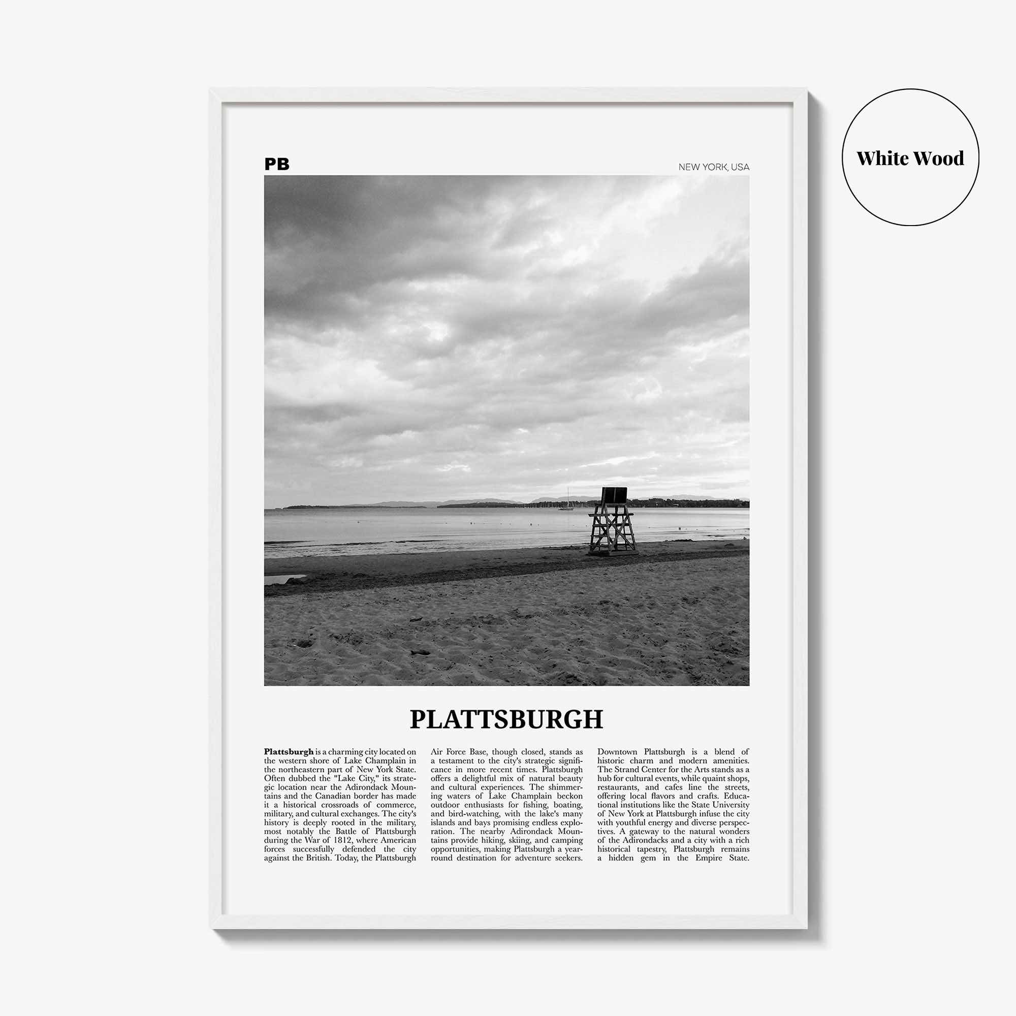 Plattsburgh Print Black and White, Plattsburgh Wall Art, Plattsburgh Poster, Plattsburgh Photo, Plattsburgh Wall Décor