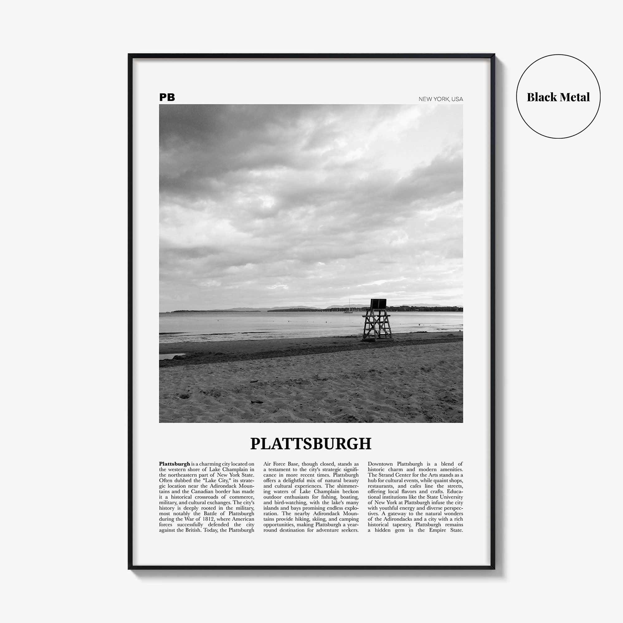 Plattsburgh Print Black and White, Plattsburgh Wall Art, Plattsburgh Poster, Plattsburgh Photo, Plattsburgh Wall Décor