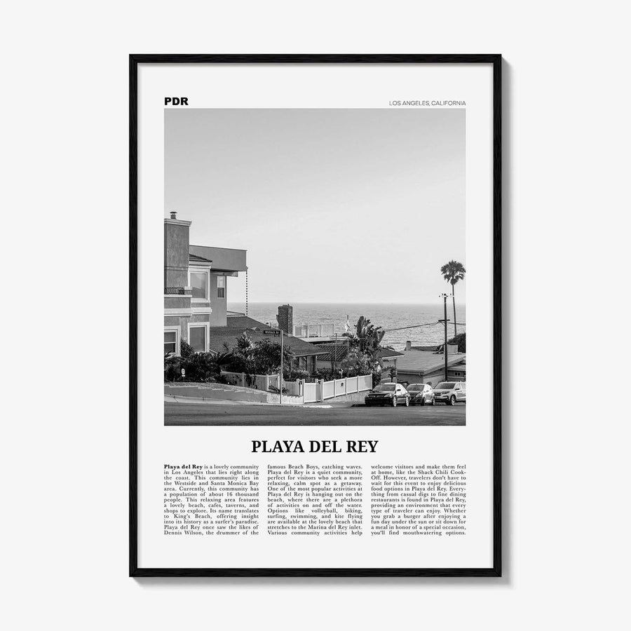 Playa del Rey Print Black and White, Playa del Rey Wall Art, Playa del Rey Poster, Los Angeles, California, USA, United States