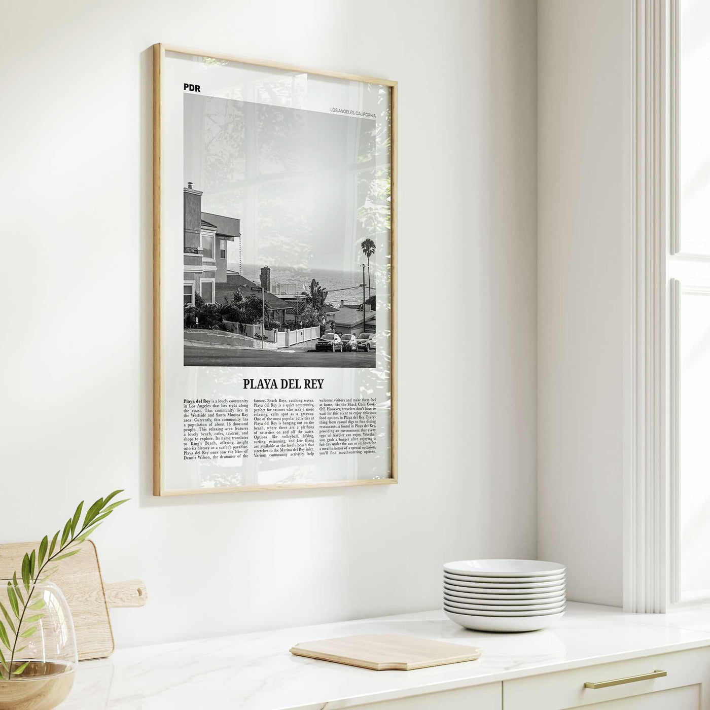 Playa del Rey Print Black and White, Playa del Rey Wall Art, Playa del Rey Poster, Los Angeles, California, USA, United States