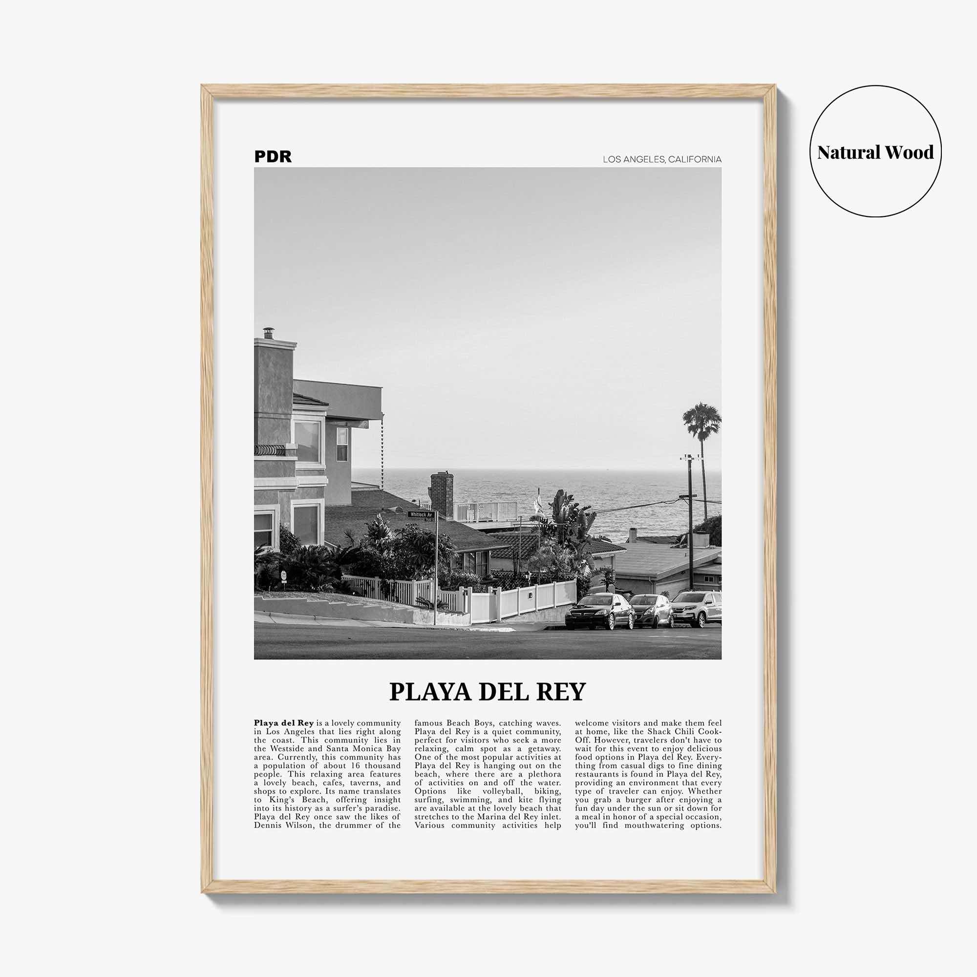 Playa del Rey Print Black and White, Playa del Rey Wall Art, Playa del Rey Poster, Los Angeles, California, USA, United States