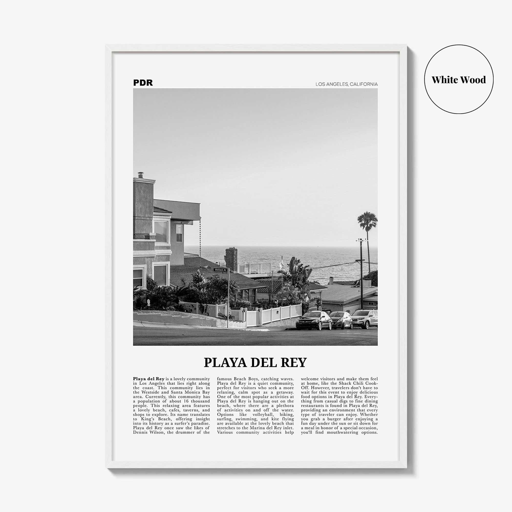 Playa del Rey Print Black and White, Playa del Rey Wall Art, Playa del Rey Poster, Los Angeles, California, USA, United States