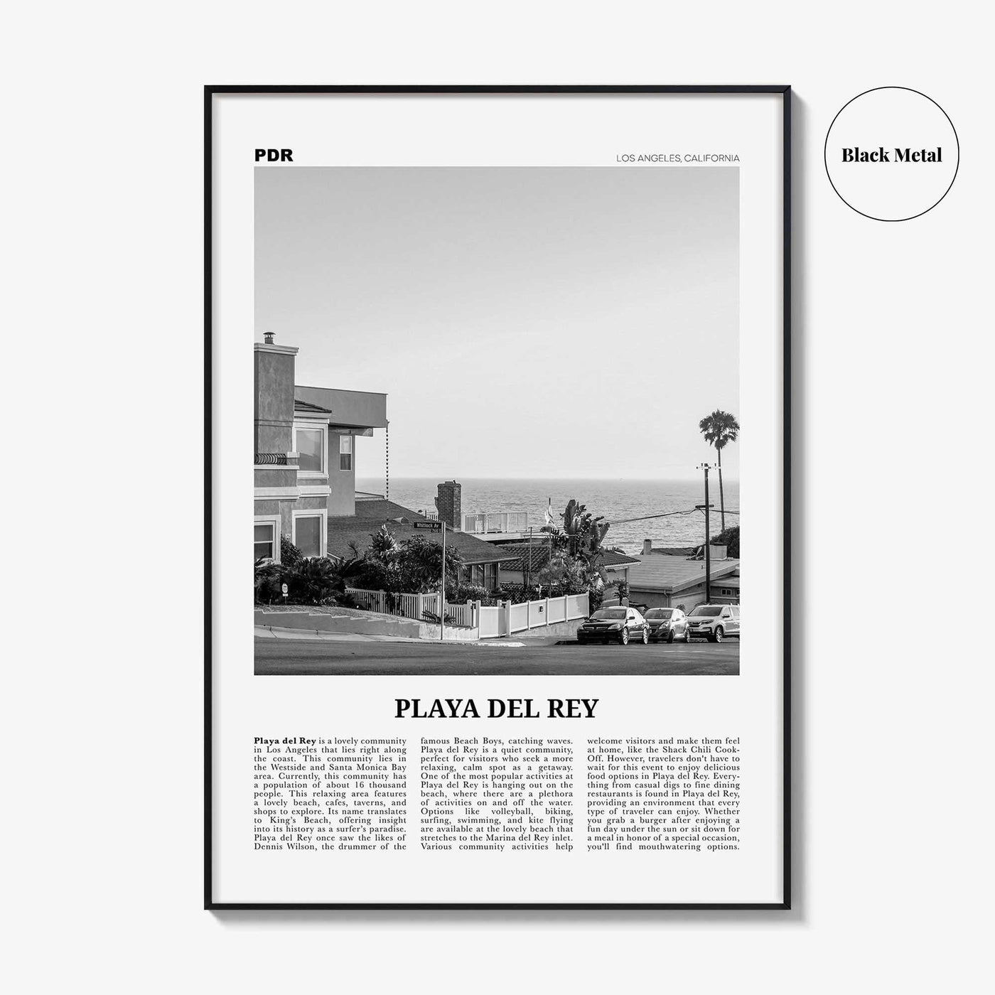 Playa del Rey Print Black and White, Playa del Rey Wall Art, Playa del Rey Poster, Los Angeles, California, USA, United States
