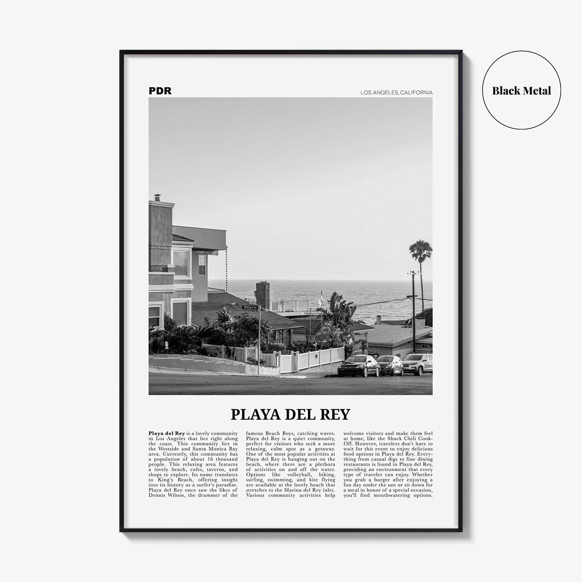 Playa del Rey Print Black and White, Playa del Rey Wall Art, Playa del Rey Poster, Los Angeles, California, USA, United States