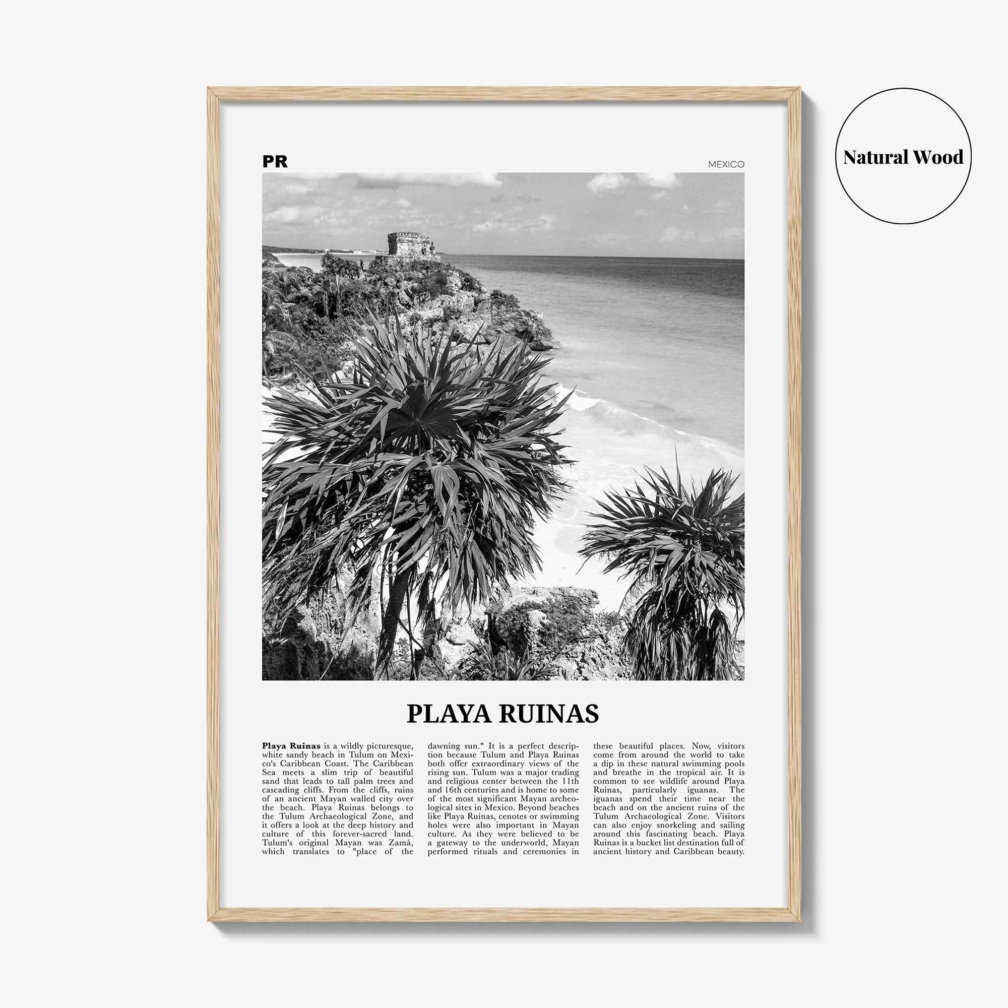 Playa Ruinas Print Black and White, Playa Ruinas Wall Art, Playa Ruinas Poster, Playa Ruinas Photo, Playa Ruinas Wall Décor, Mexico