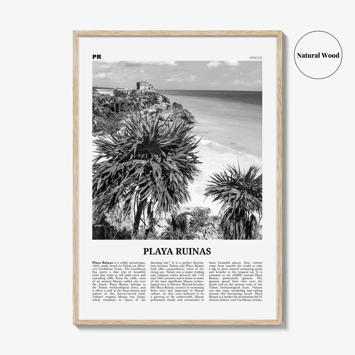Playa Ruinas Print Black and White, Playa Ruinas Wall Art, Playa Ruinas Poster, Playa Ruinas Photo, Playa Ruinas Wall Décor, Mexico