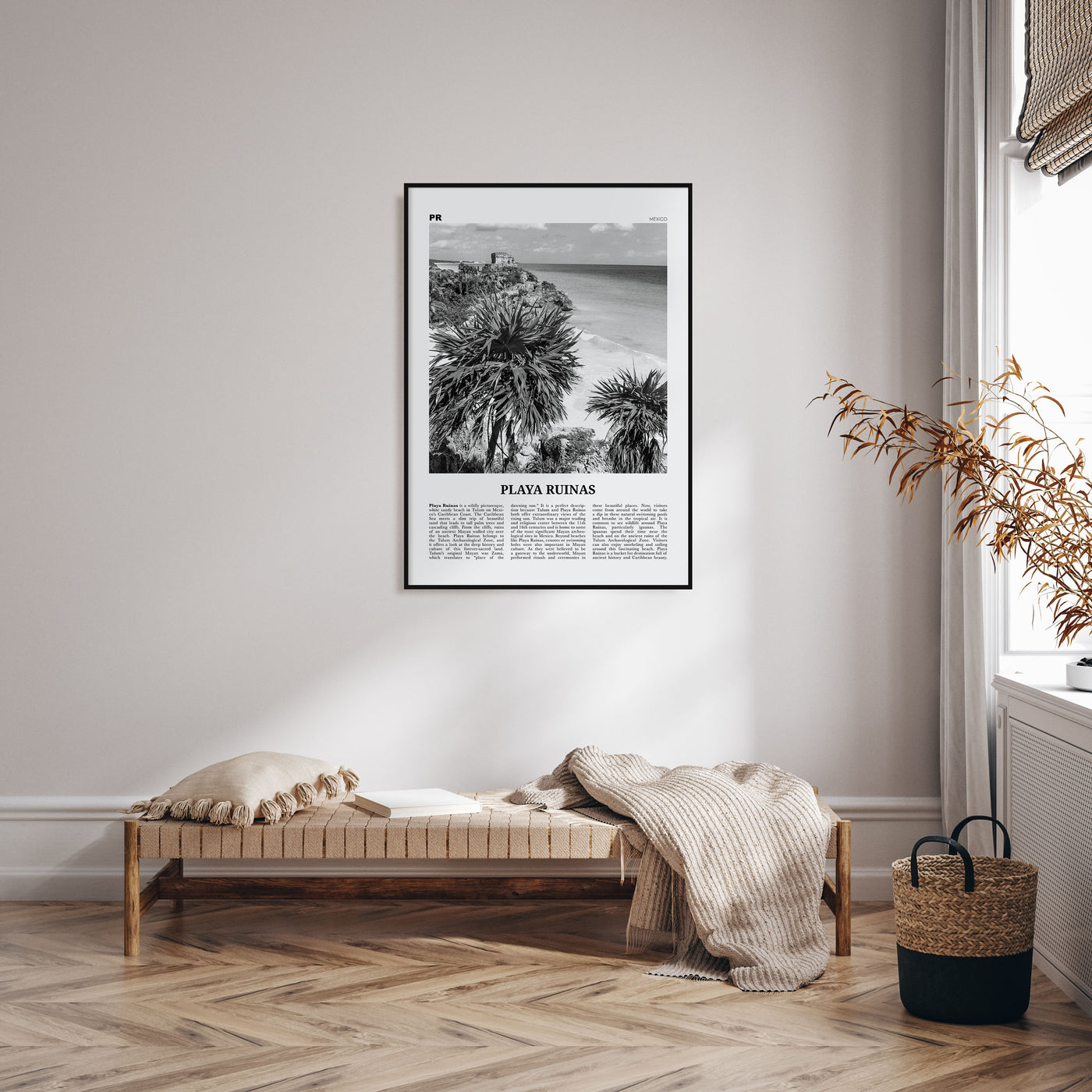 Playa Ruinas Travel B&W Poster