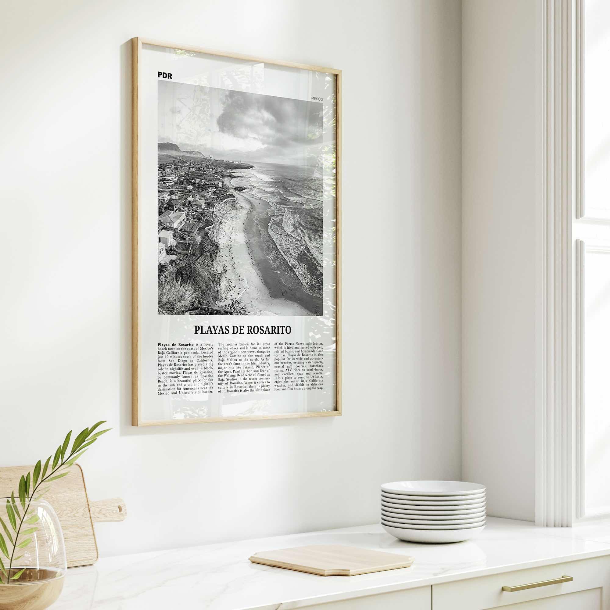 Playas de Rosarito Print Black and White, Playas de Rosarito Wall Art, Playas de Rosarito Poster, Playas de Rosarito Photo, Mexico
