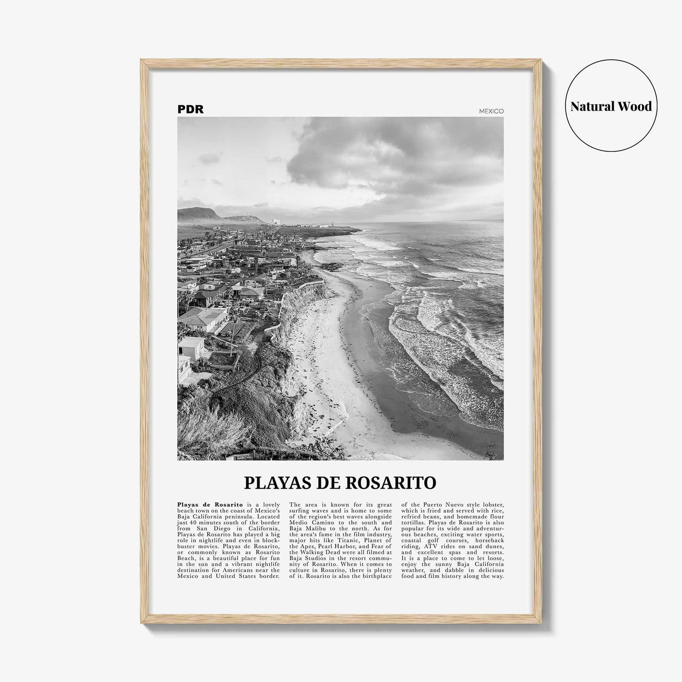 Playas de Rosarito Print Black and White, Playas de Rosarito Wall Art, Playas de Rosarito Poster, Playas de Rosarito Photo, Mexico
