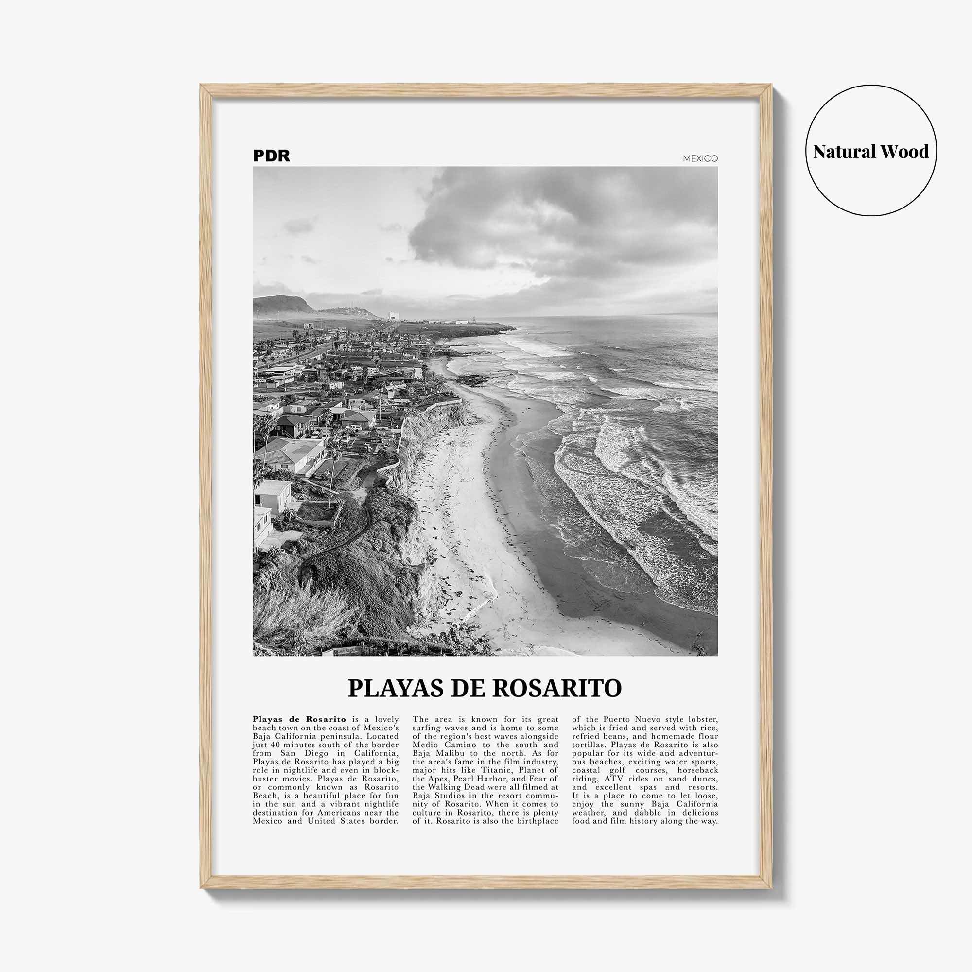 Playas de Rosarito Print Black and White, Playas de Rosarito Wall Art, Playas de Rosarito Poster, Playas de Rosarito Photo, Mexico