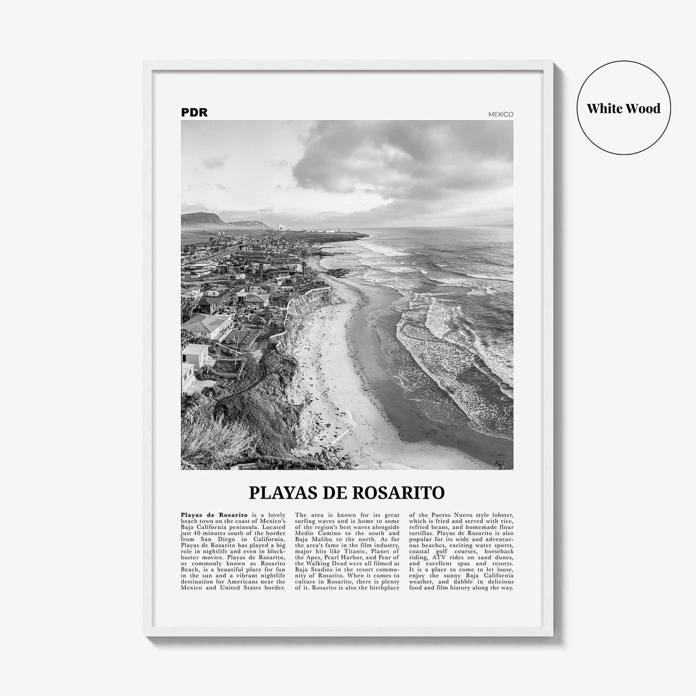 Playas de Rosarito Print Black and White, Playas de Rosarito Wall Art, Playas de Rosarito Poster, Playas de Rosarito Photo, Mexico