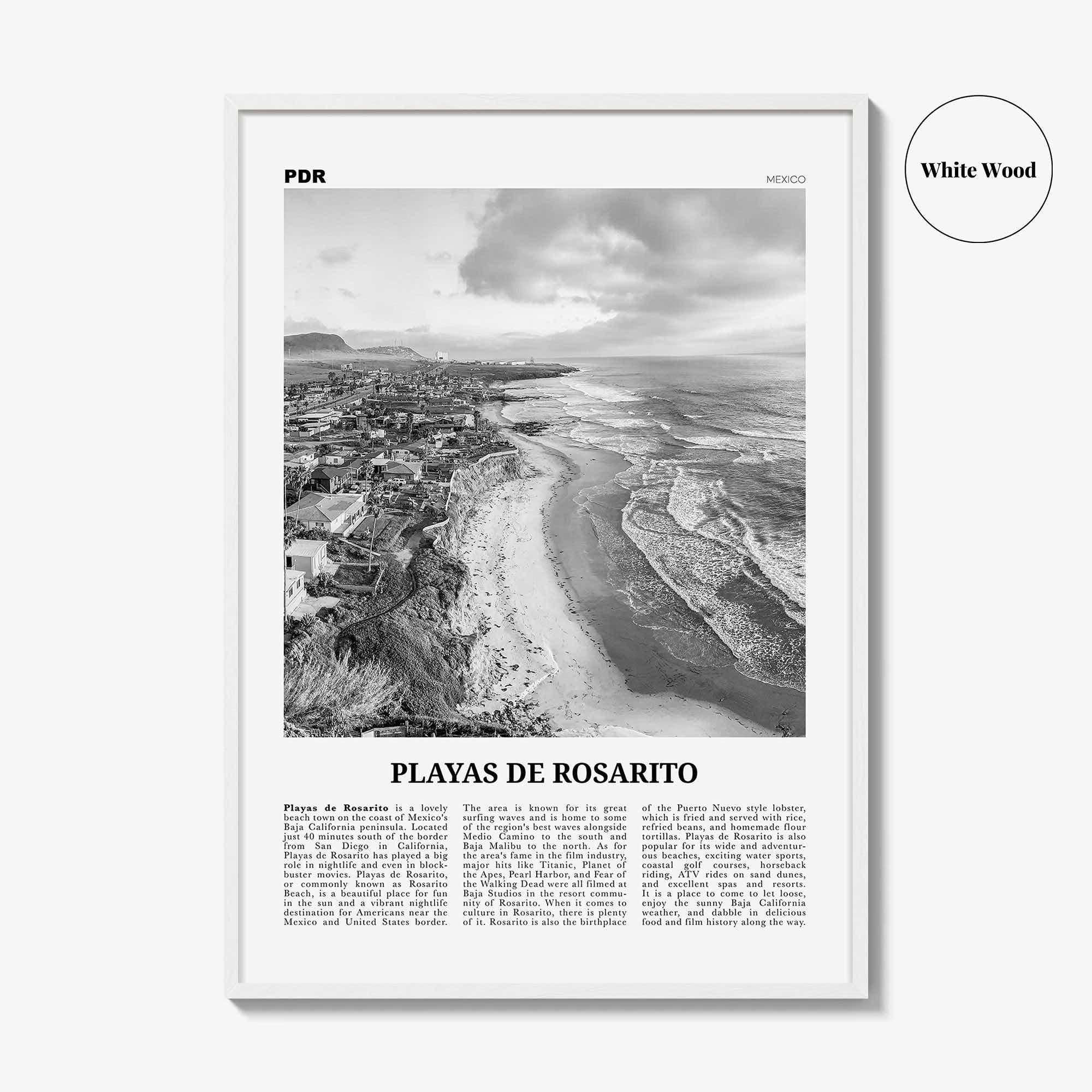Playas de Rosarito Print Black and White, Playas de Rosarito Wall Art, Playas de Rosarito Poster, Playas de Rosarito Photo, Mexico