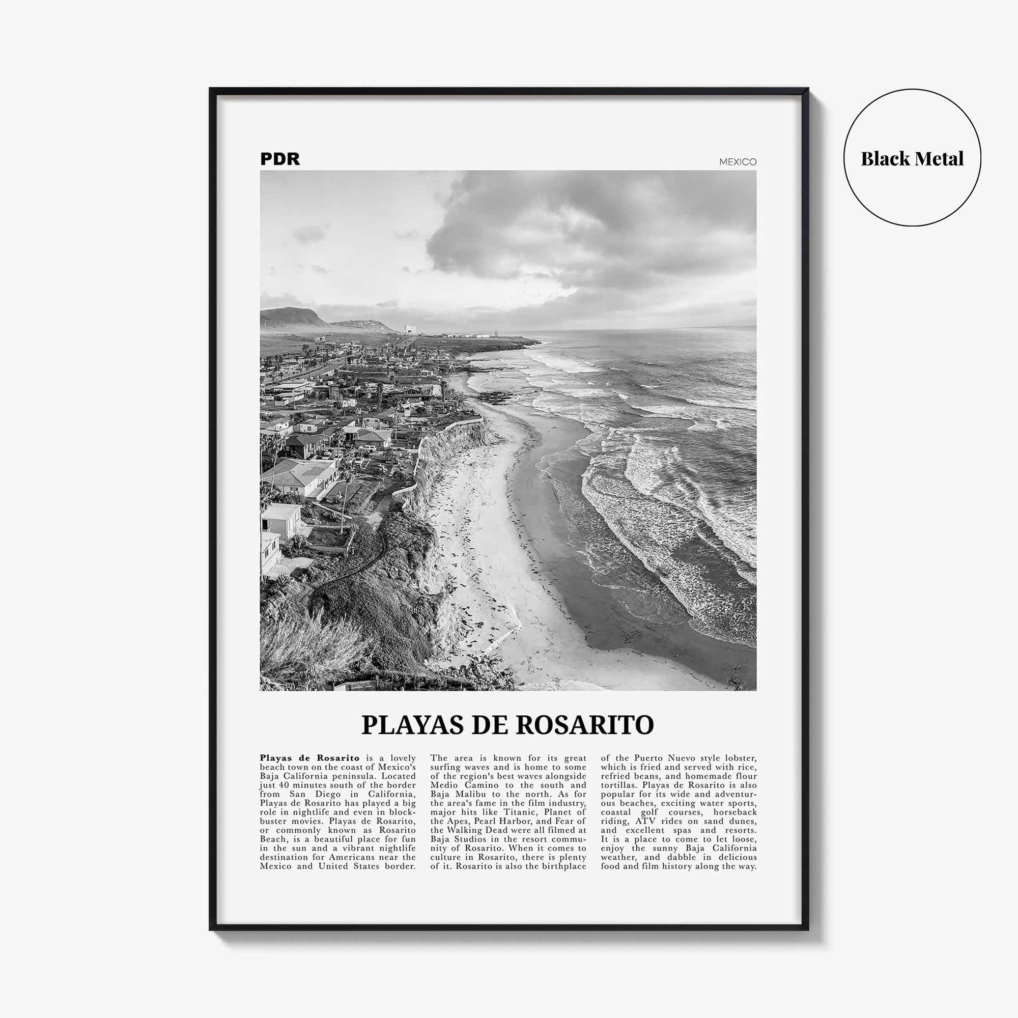 Playas de Rosarito Print Black and White, Playas de Rosarito Wall Art, Playas de Rosarito Poster, Playas de Rosarito Photo, Mexico