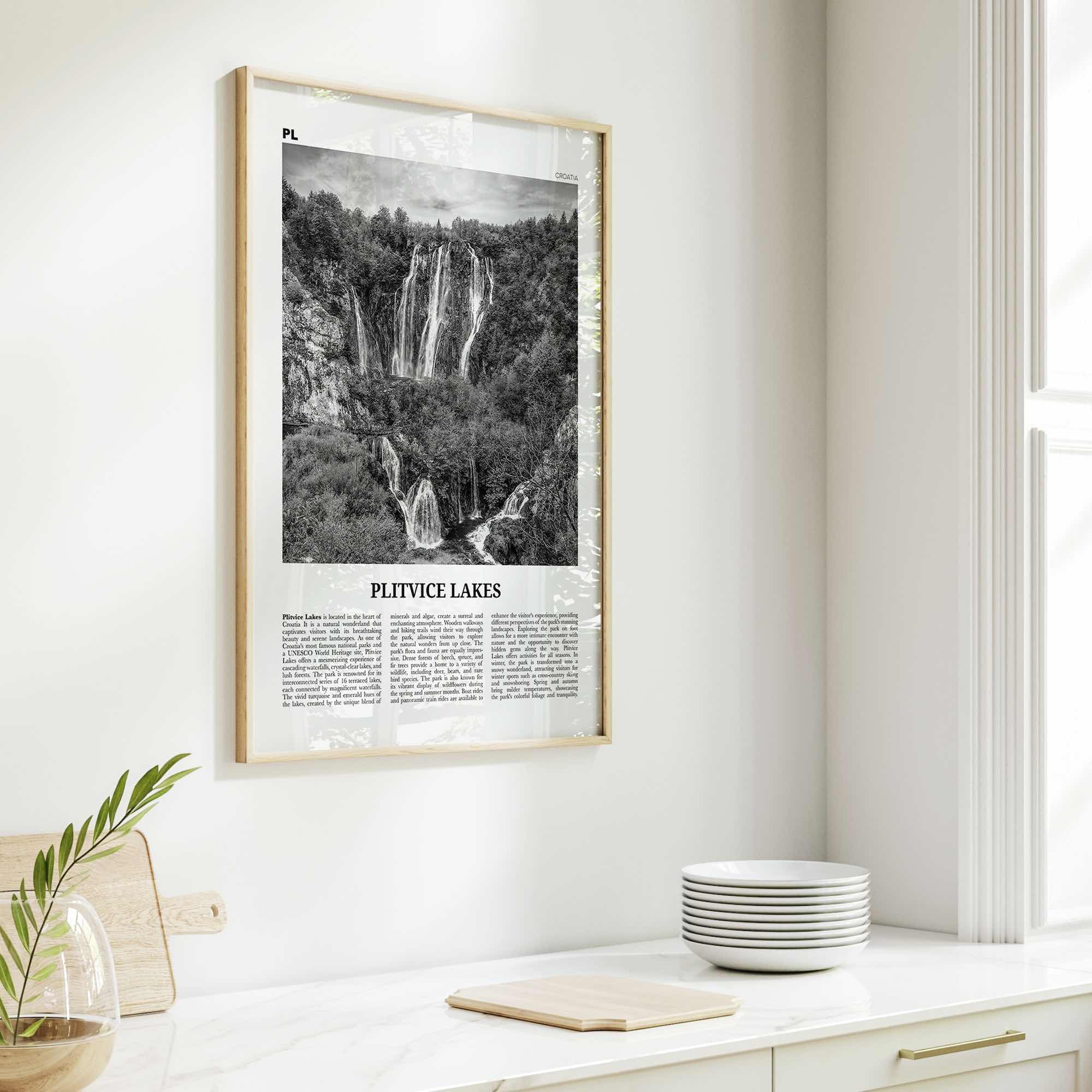 Plitvice Lakes Print Black and White, Plitvice Lakes Wall Art, Plitvice Lakes Poster, Plitvice Lakes Photo, Plitvice Lakes Décor, Croatia