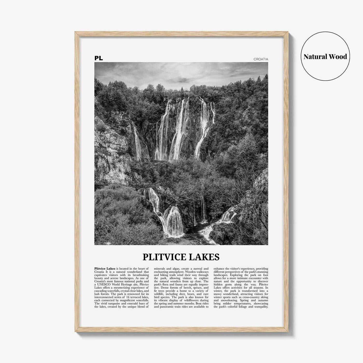 Plitvice Lakes Print Black and White, Plitvice Lakes Wall Art, Plitvice Lakes Poster, Plitvice Lakes Photo, Plitvice Lakes Décor, Croatia