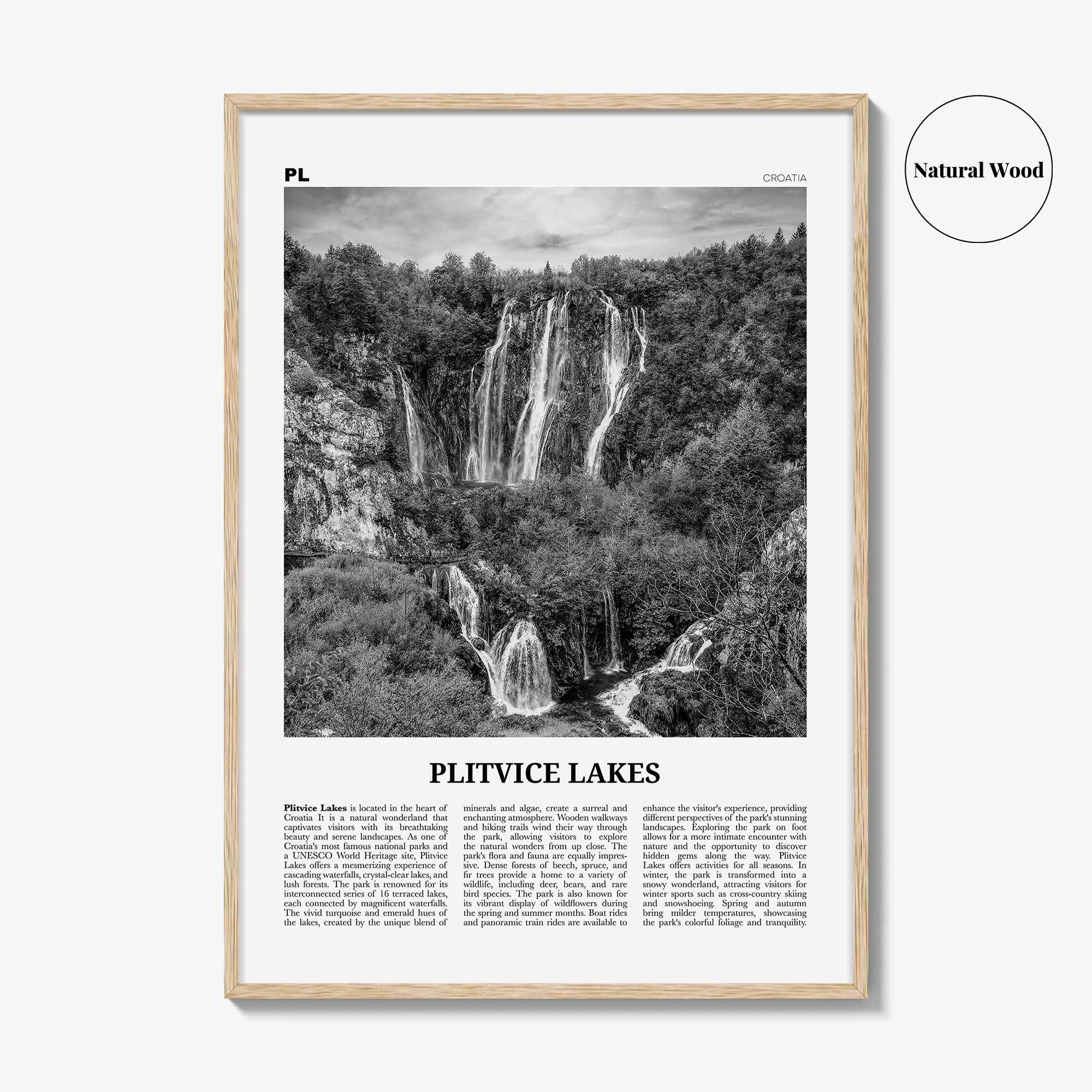 Plitvice Lakes Print Black and White, Plitvice Lakes Wall Art, Plitvice Lakes Poster, Plitvice Lakes Photo, Plitvice Lakes Décor, Croatia
