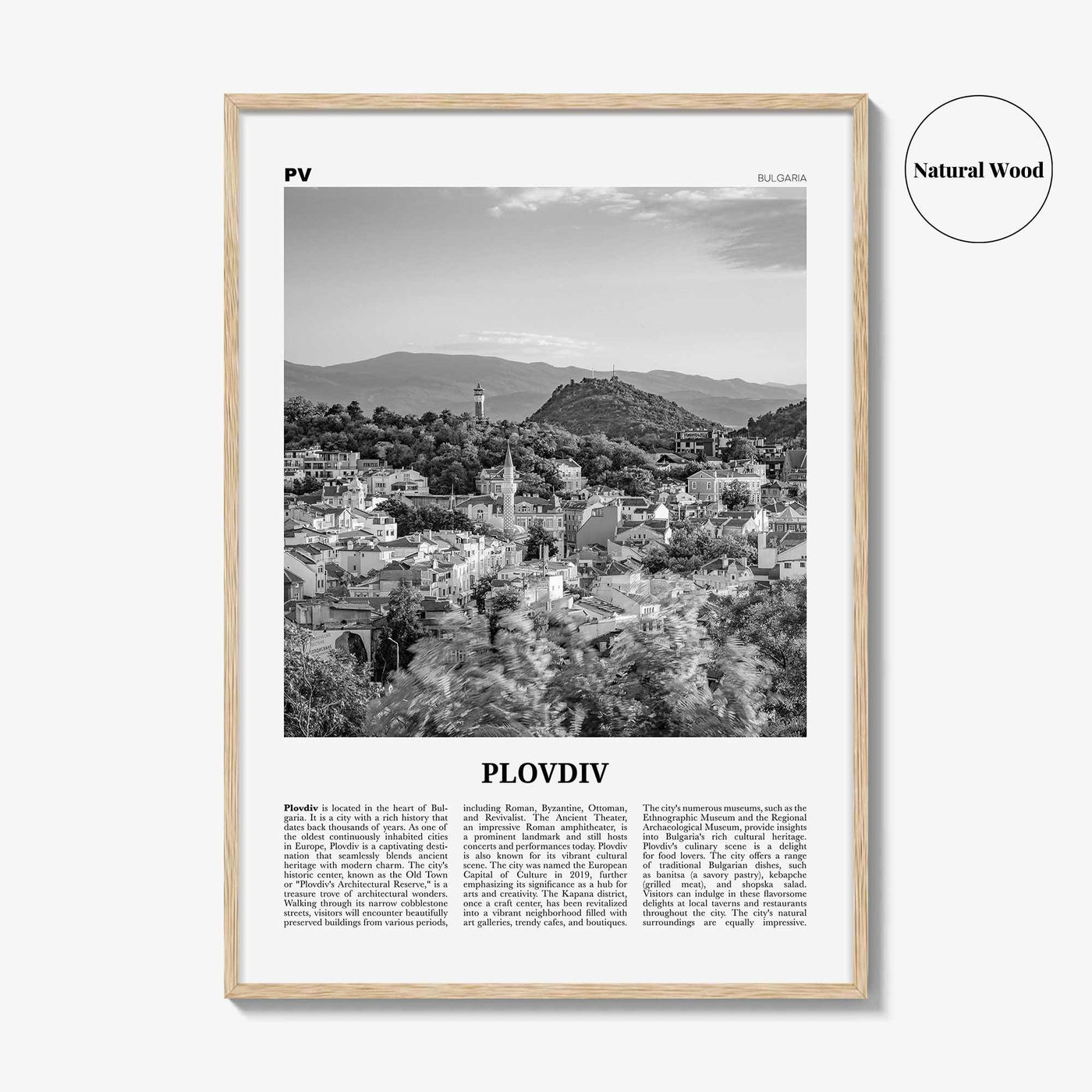 Plovdiv Print Black and White, Plovdiv Wall Art, Plovdiv Poster, Plovdiv Photo, Plovdiv Wall Décor, Plovdiv Map, Bulgaria