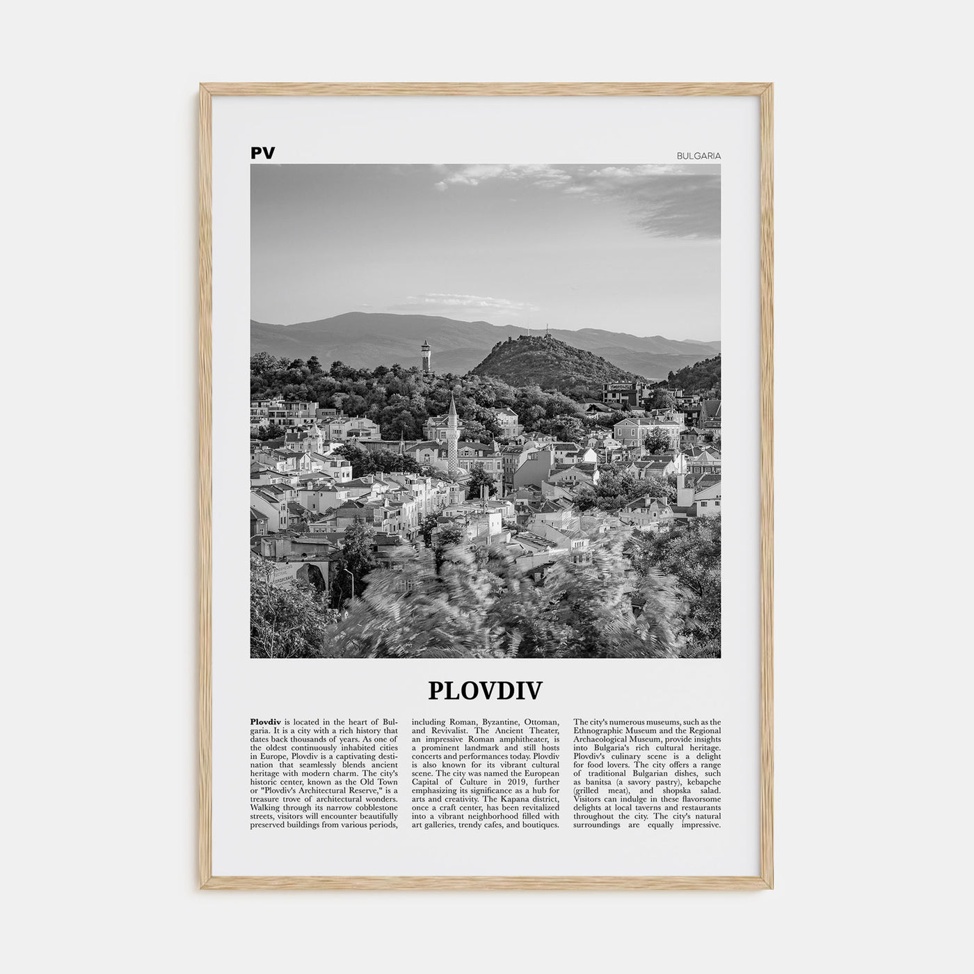 Plovdiv Travel B&W Poster