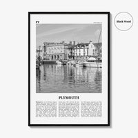 Plymouth Print Black and White, Plymouth Wall Art, Plymouth Poster, Plymouth Photo, Plymouth Wall Décor, England, UK, United Kingdom
