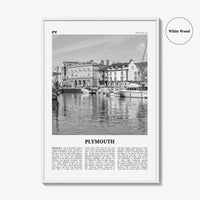 Plymouth Print Black and White, Plymouth Wall Art, Plymouth Poster, Plymouth Photo, Plymouth Wall Décor, England, UK, United Kingdom
