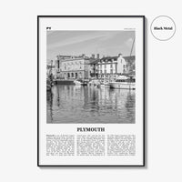 Plymouth Print Black and White, Plymouth Wall Art, Plymouth Poster, Plymouth Photo, Plymouth Wall Décor, England, UK, United Kingdom