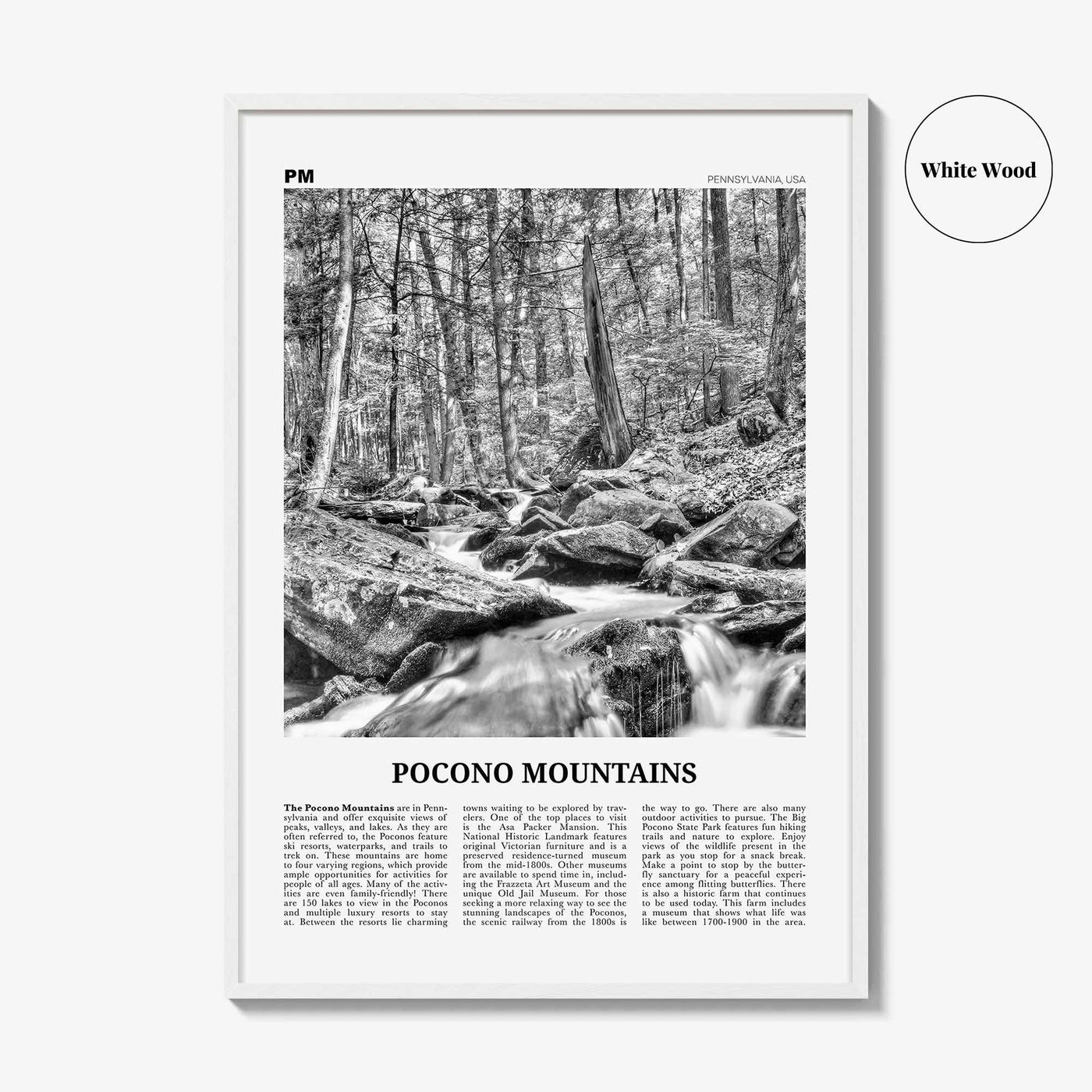 Pocono Mountains Print Black and White, Pocono Mountains  Wall Art, Pocono Mountains Poster,  Pocono Mountains Photo, Pennsylvania, USA