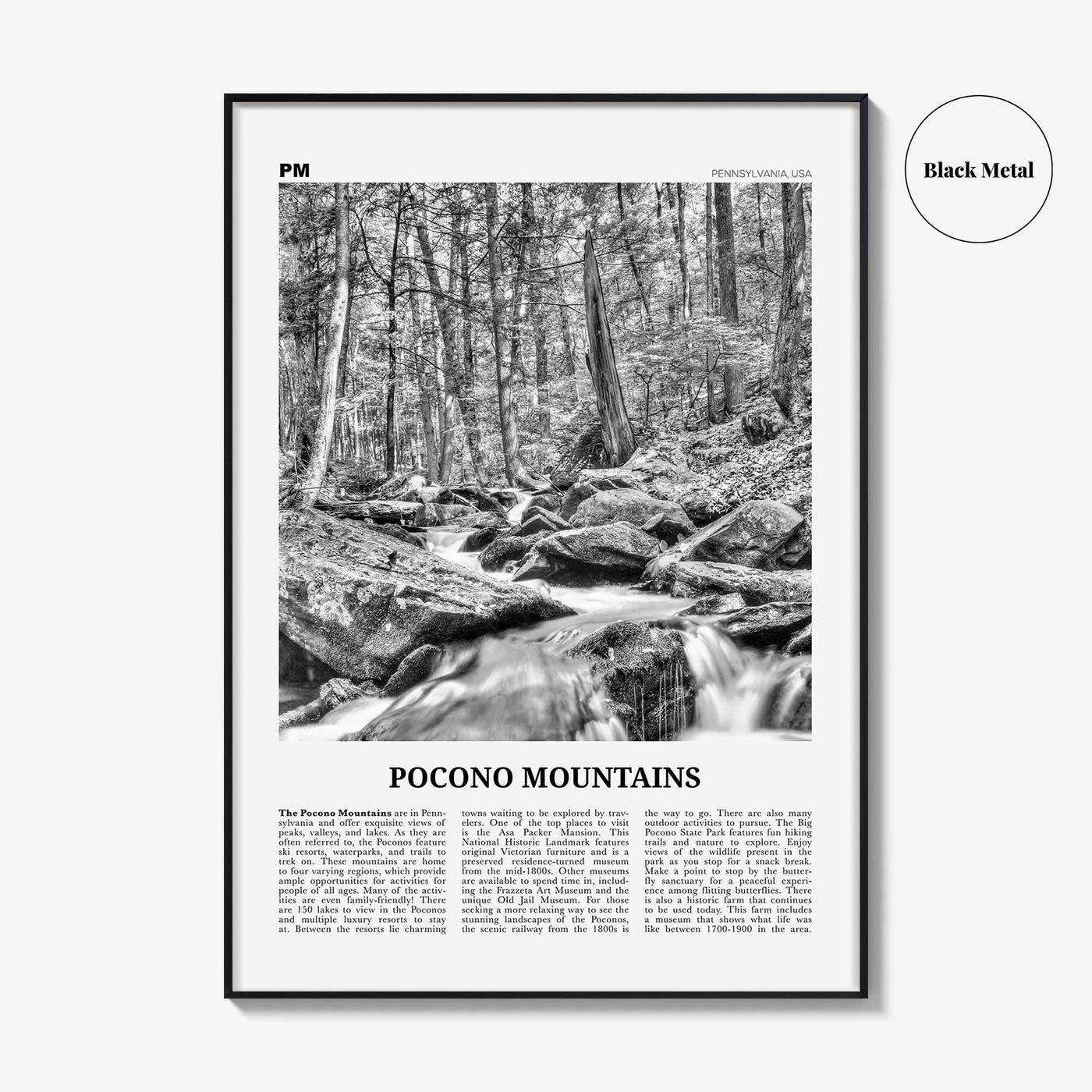 Pocono Mountains Print Black and White, Pocono Mountains  Wall Art, Pocono Mountains Poster,  Pocono Mountains Photo, Pennsylvania, USA