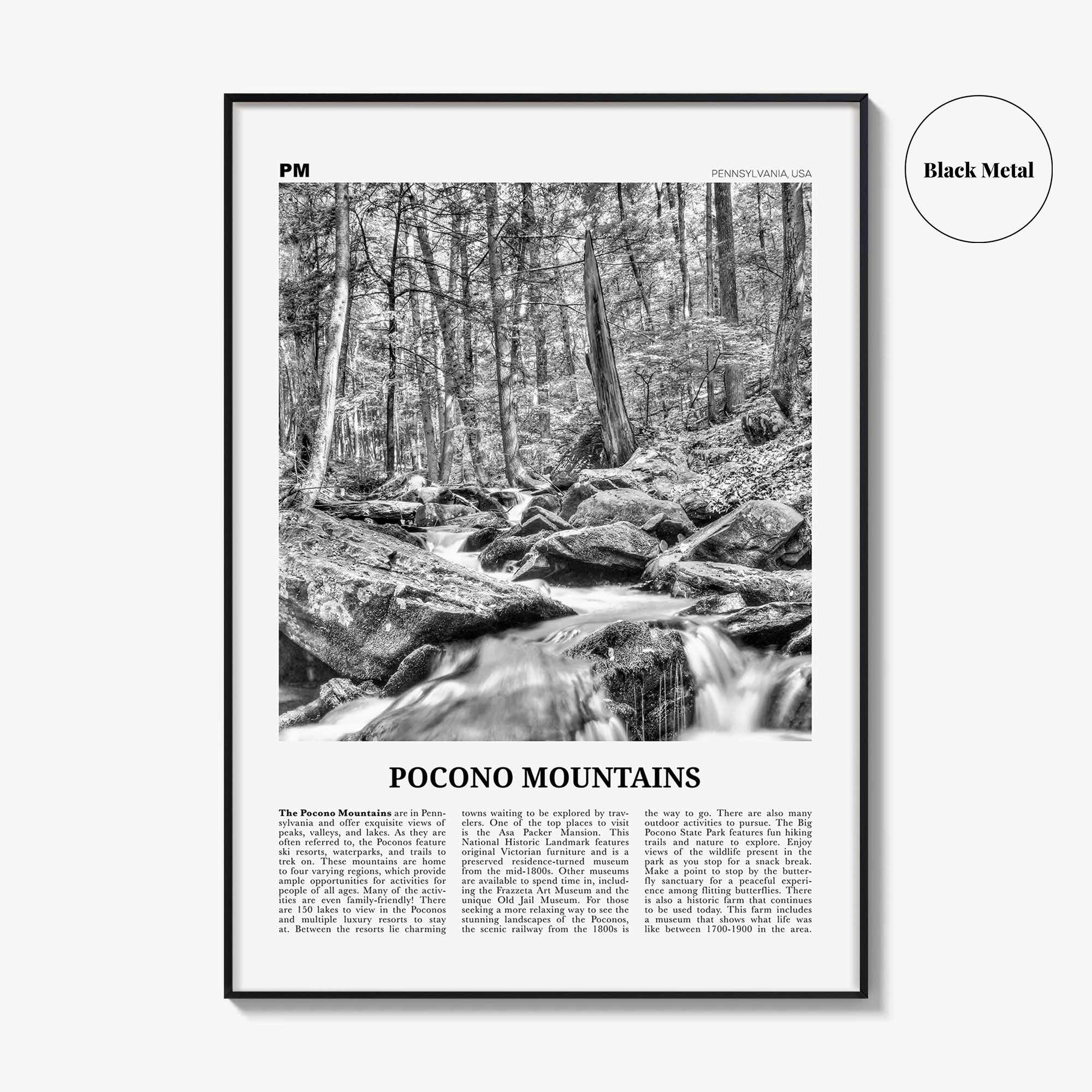 Pocono Mountains Print Black and White, Pocono Mountains  Wall Art, Pocono Mountains Poster,  Pocono Mountains Photo, Pennsylvania, USA