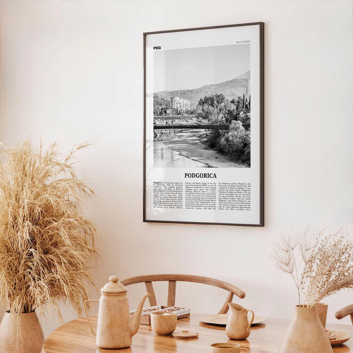 Podgorica Print Black and White, Podgorica Wall Art, Podgorica Poster, Podgorica Photo, Podgorica Wall Décor, Podgorica Map, Montenegro