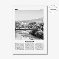 Podgorica Print Black and White, Podgorica Wall Art, Podgorica Poster, Podgorica Photo, Podgorica Wall Décor, Podgorica Map, Montenegro