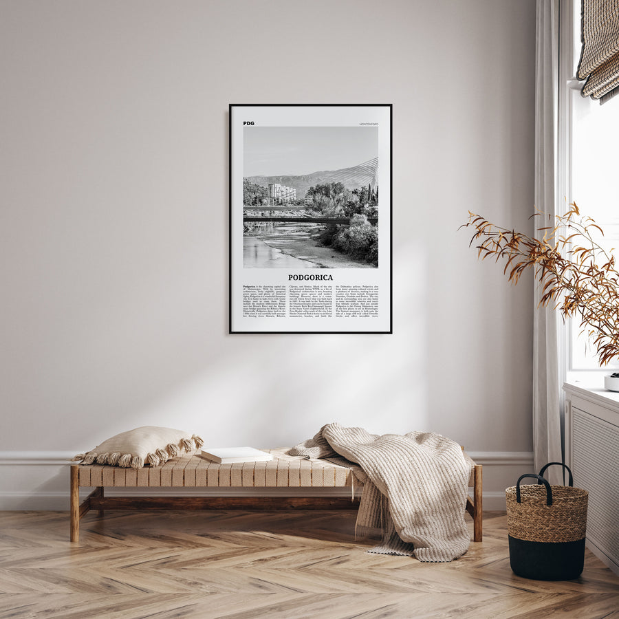 Podgorica Travel B&W Poster