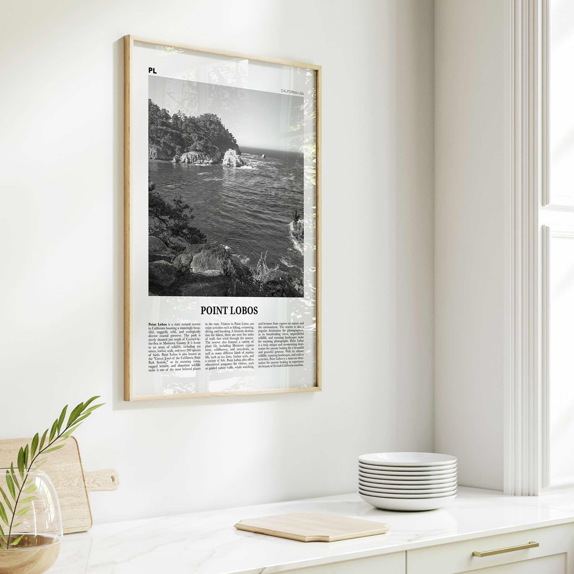 Point Lobos Print Black and White, Point Lobos Wall Art, Point Lobos Poster, Point Lobos Photo, Point Lobos Wall Décor, Point Lobos Map