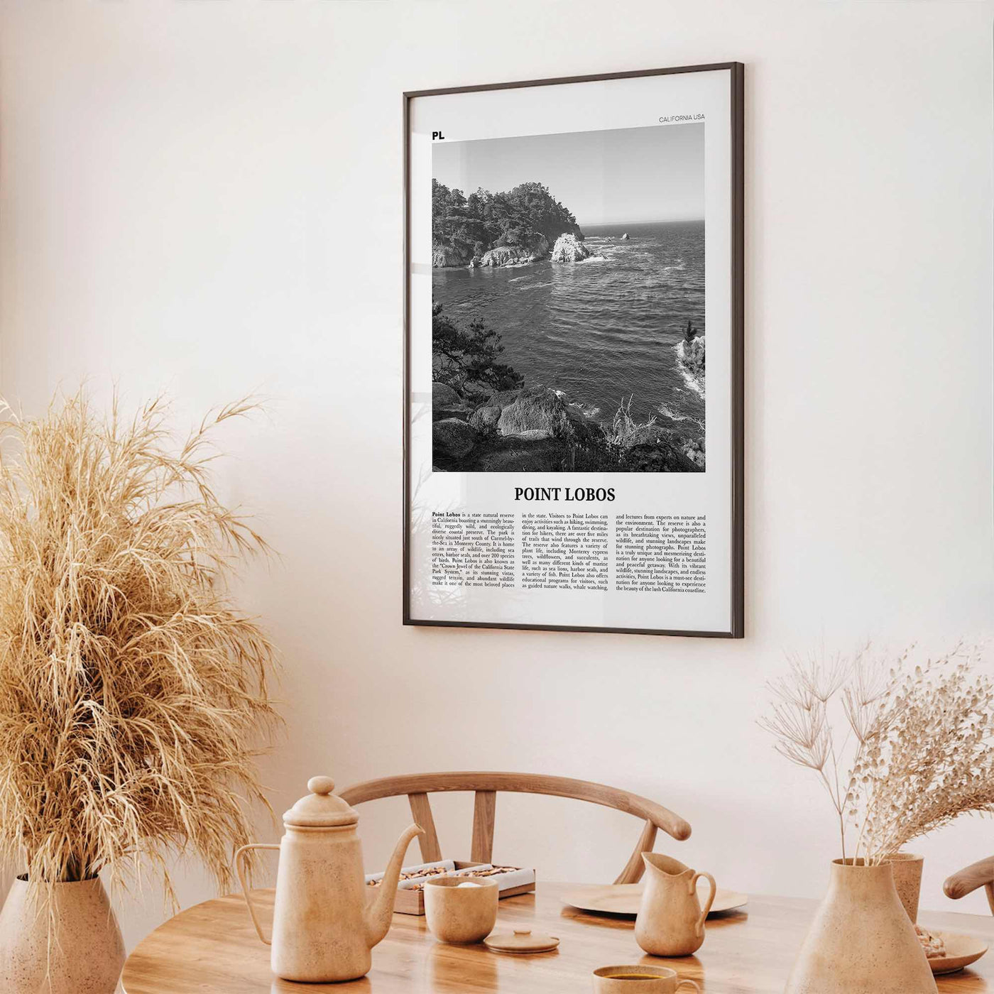 Point Lobos Print Black and White, Point Lobos Wall Art, Point Lobos Poster, Point Lobos Photo, Point Lobos Wall Décor, Point Lobos Map