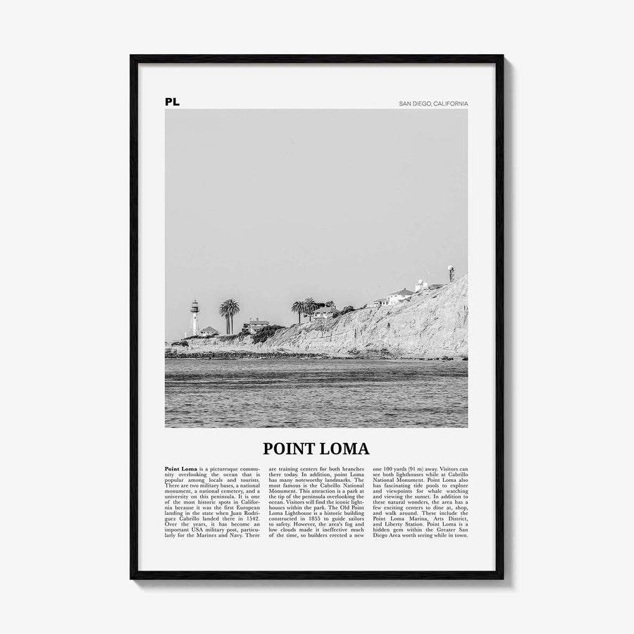 Point Loma Print Black and White, Point Loma Wall Art, Point Loma Poster, Point Loma Photo, Point Loma Map, Point Loma Wall Decor, San Diego