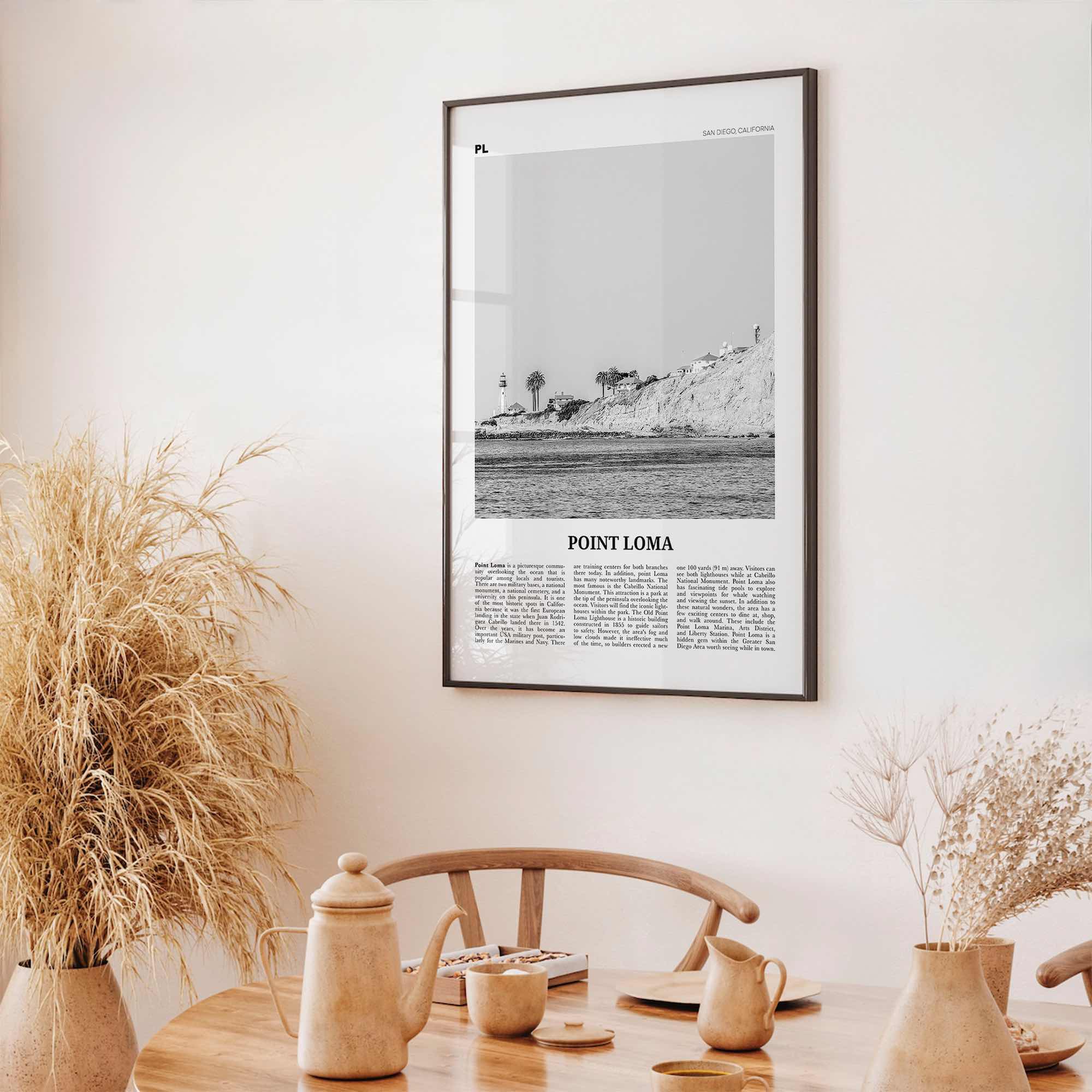 Point Loma Print Black and White, Point Loma Wall Art, Point Loma Poster, Point Loma Photo, Point Loma Map, Point Loma Wall Decor, San Diego