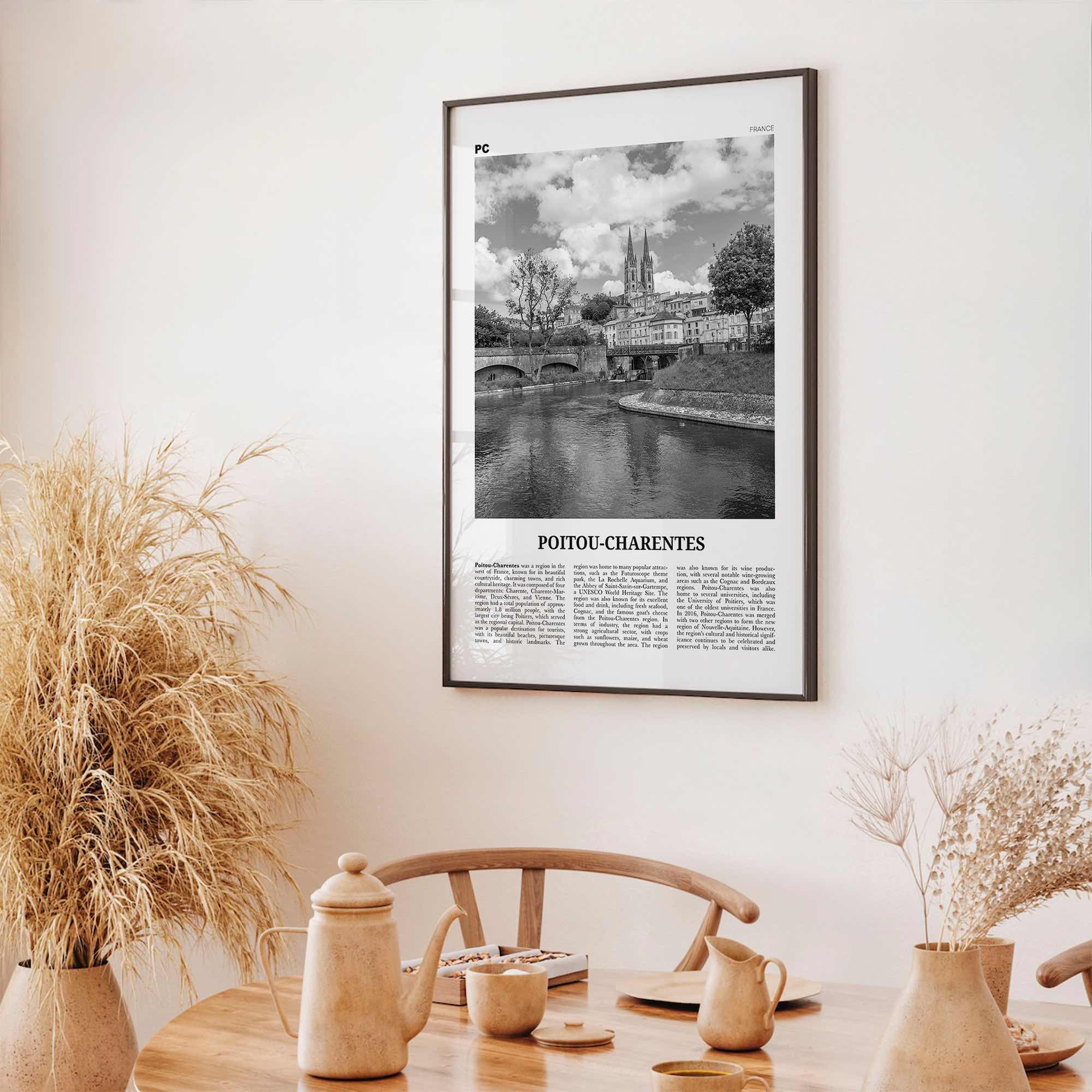 Poitou Charentes Print Black and White, Poitou-Charentes Art, Poitou-Charentes Poster, Poitou-Charentes Photo, Décor, Poitou-Charentes Map