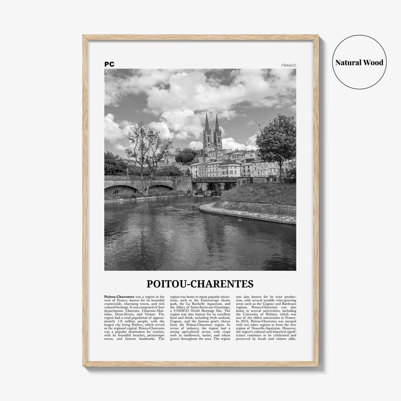 Poitou Charentes Print Black and White, Poitou-Charentes Art, Poitou-Charentes Poster, Poitou-Charentes Photo, Décor, Poitou-Charentes Map