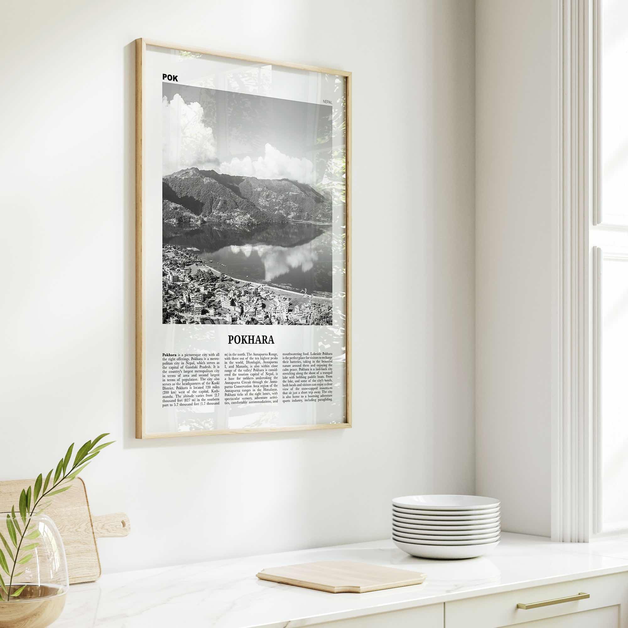 Pokhara Print Black and White, Pokhara Wall Art, Pokhara Poster, Pokhara Photo, Pokhara Wall Decor, Nepal, Gandaki Pradesh, Asia