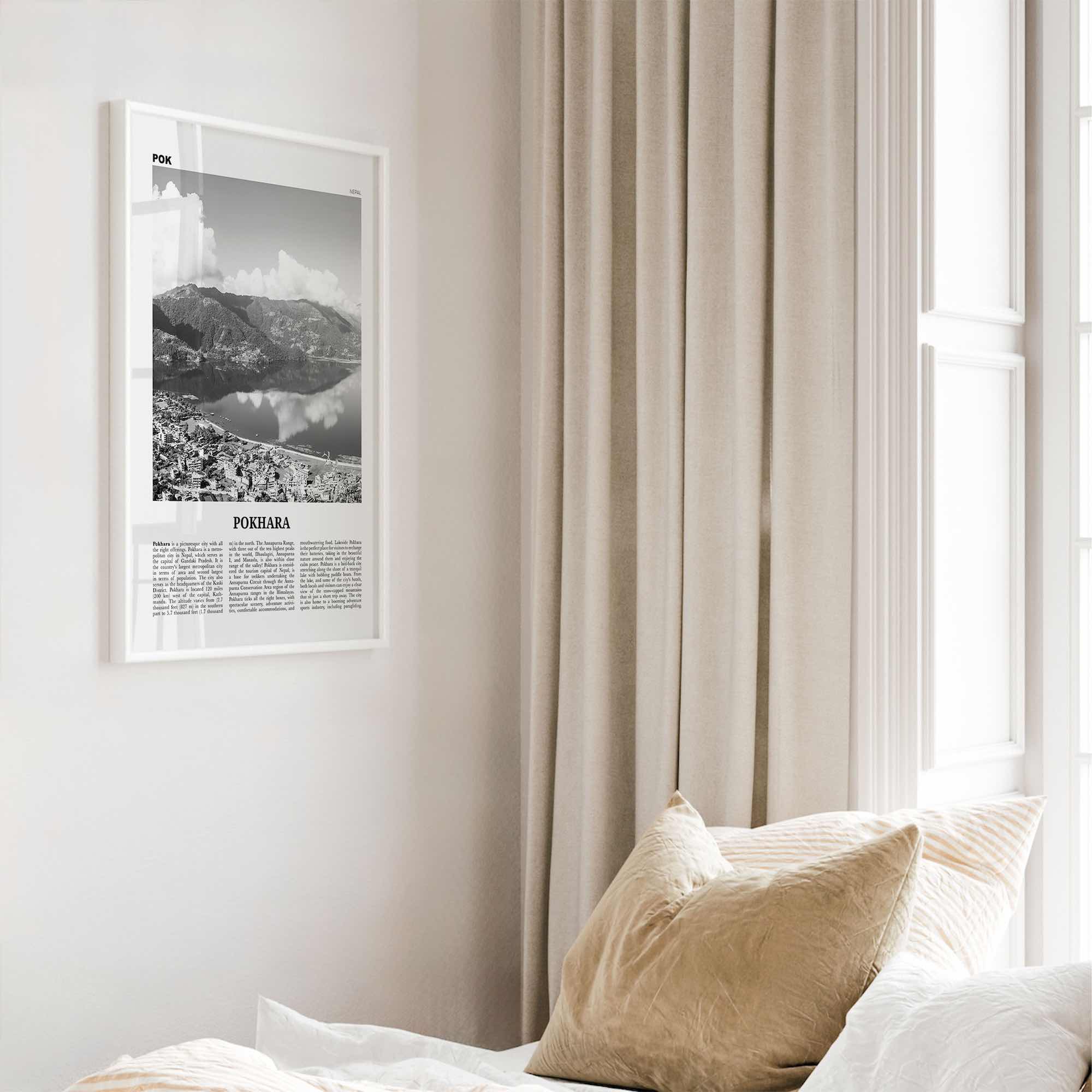 Pokhara Print Black and White, Pokhara Wall Art, Pokhara Poster, Pokhara Photo, Pokhara Wall Decor, Nepal, Gandaki Pradesh, Asia