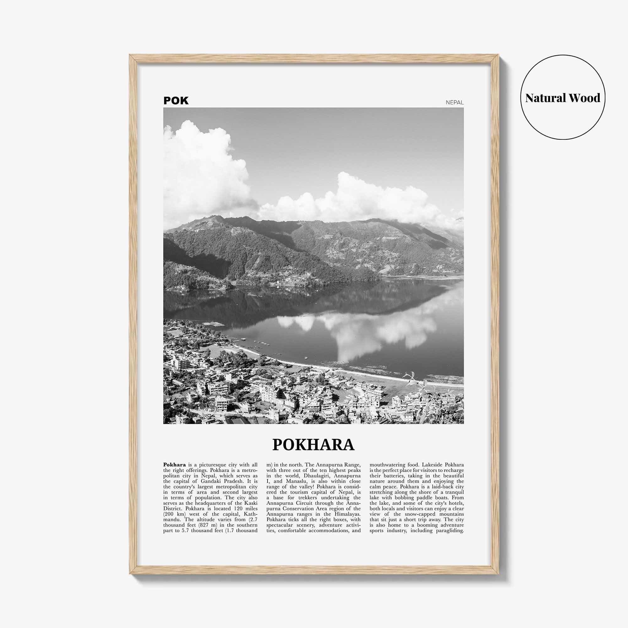 Pokhara Print Black and White, Pokhara Wall Art, Pokhara Poster, Pokhara Photo, Pokhara Wall Decor, Nepal, Gandaki Pradesh, Asia