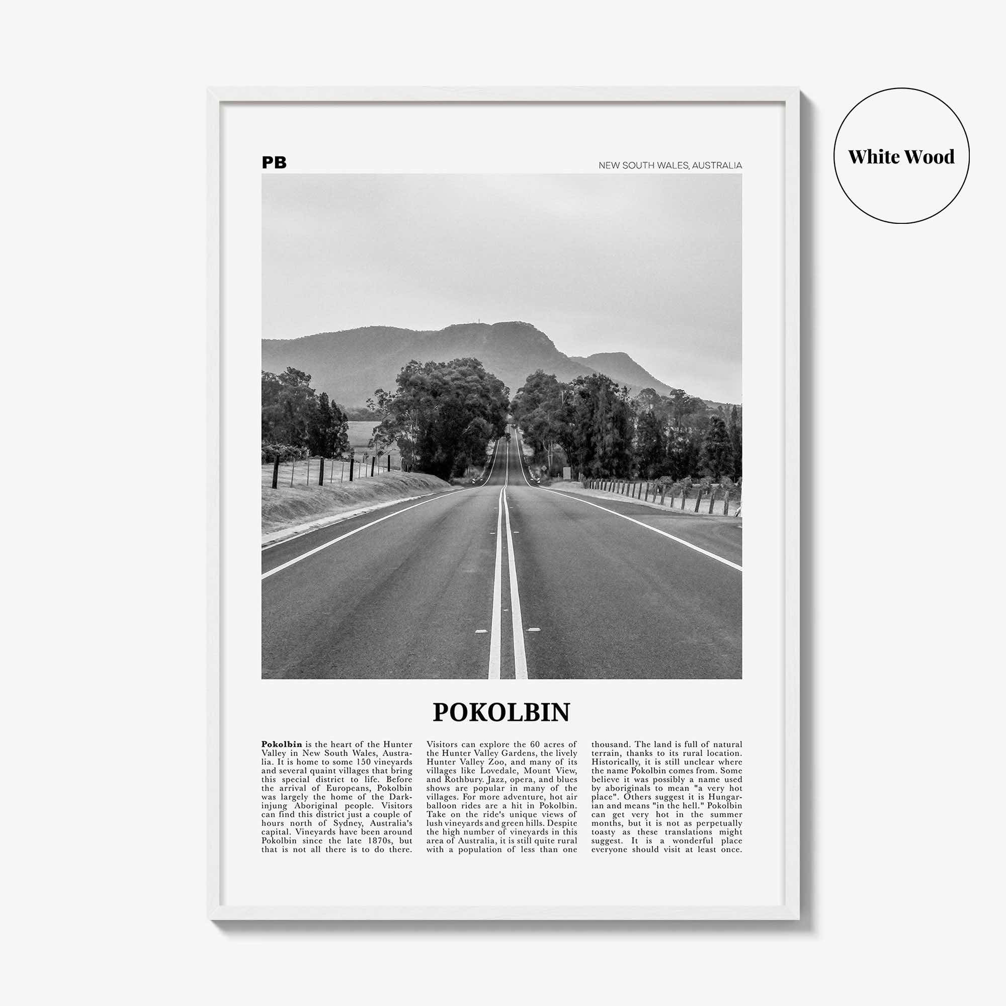 Pokolbin Print Black and White, Pokolbin Wall Art, Pokolbin Poster, Pokolbin Photo, Pokolbin Map, Pokolbin Wall Decor, New South Wales