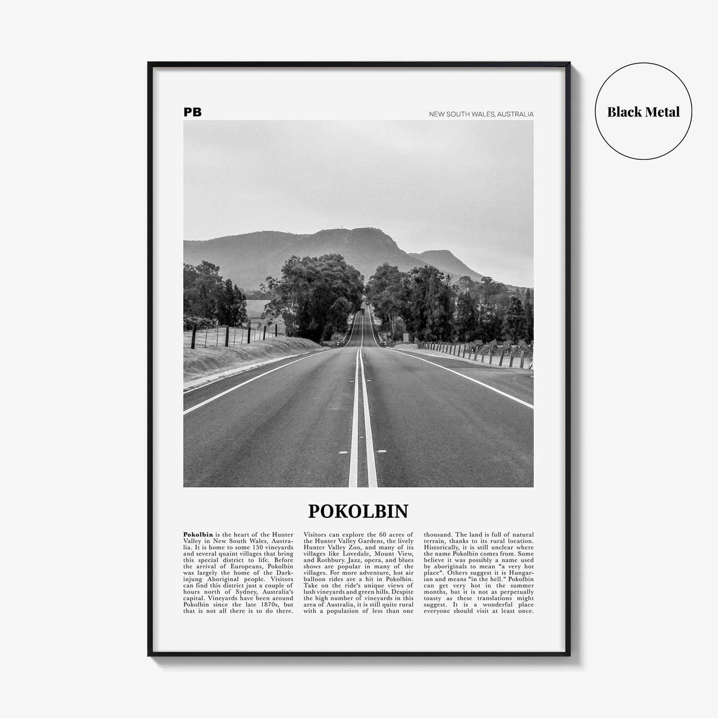 Pokolbin Print Black and White, Pokolbin Wall Art, Pokolbin Poster, Pokolbin Photo, Pokolbin Map, Pokolbin Wall Decor, New South Wales