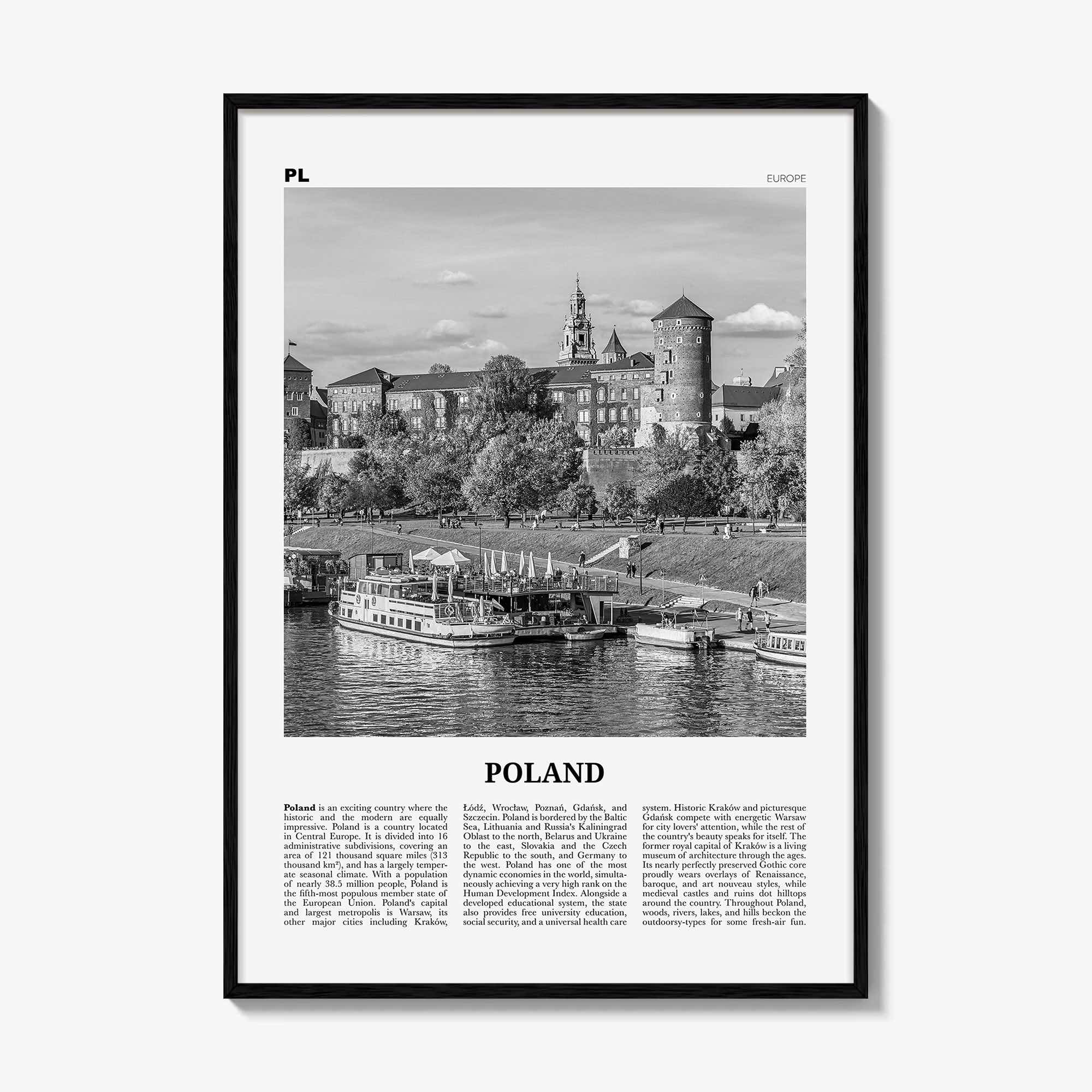 Poland Print Black and White, Poland Wall Art, Poland Poster, Poland Photo, Poland Wall Decor, Polska, Warsaw, Europe
