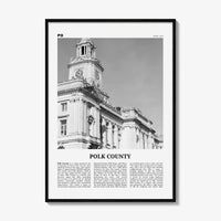 Polk County Print Black and White, Polk County Wall Art, Polk County Poster, Polk County Photo, Polk County Wall Décor, Polk County Map