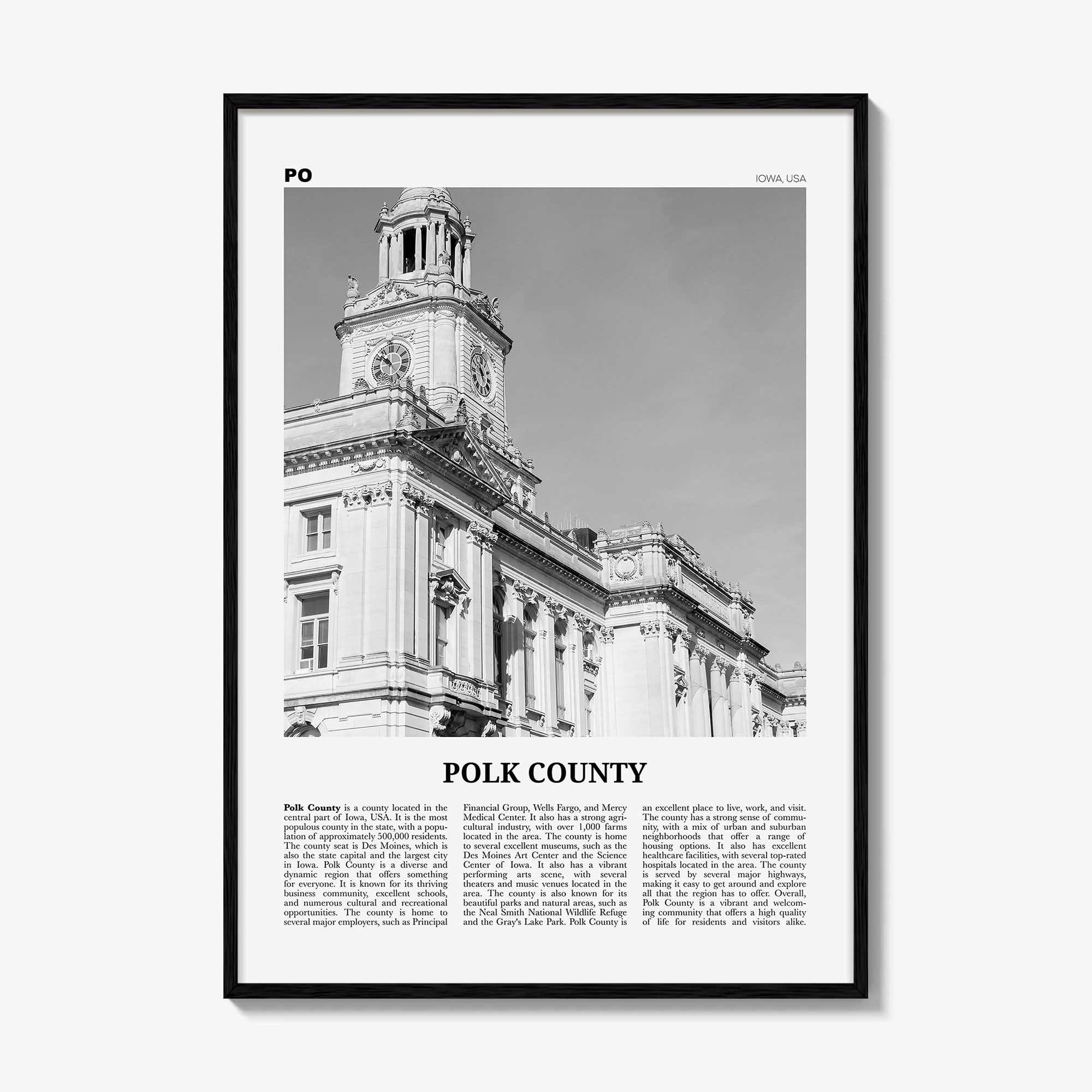 Polk County Print Black and White, Polk County Wall Art, Polk County Poster, Polk County Photo, Polk County Wall Décor, Polk County Map