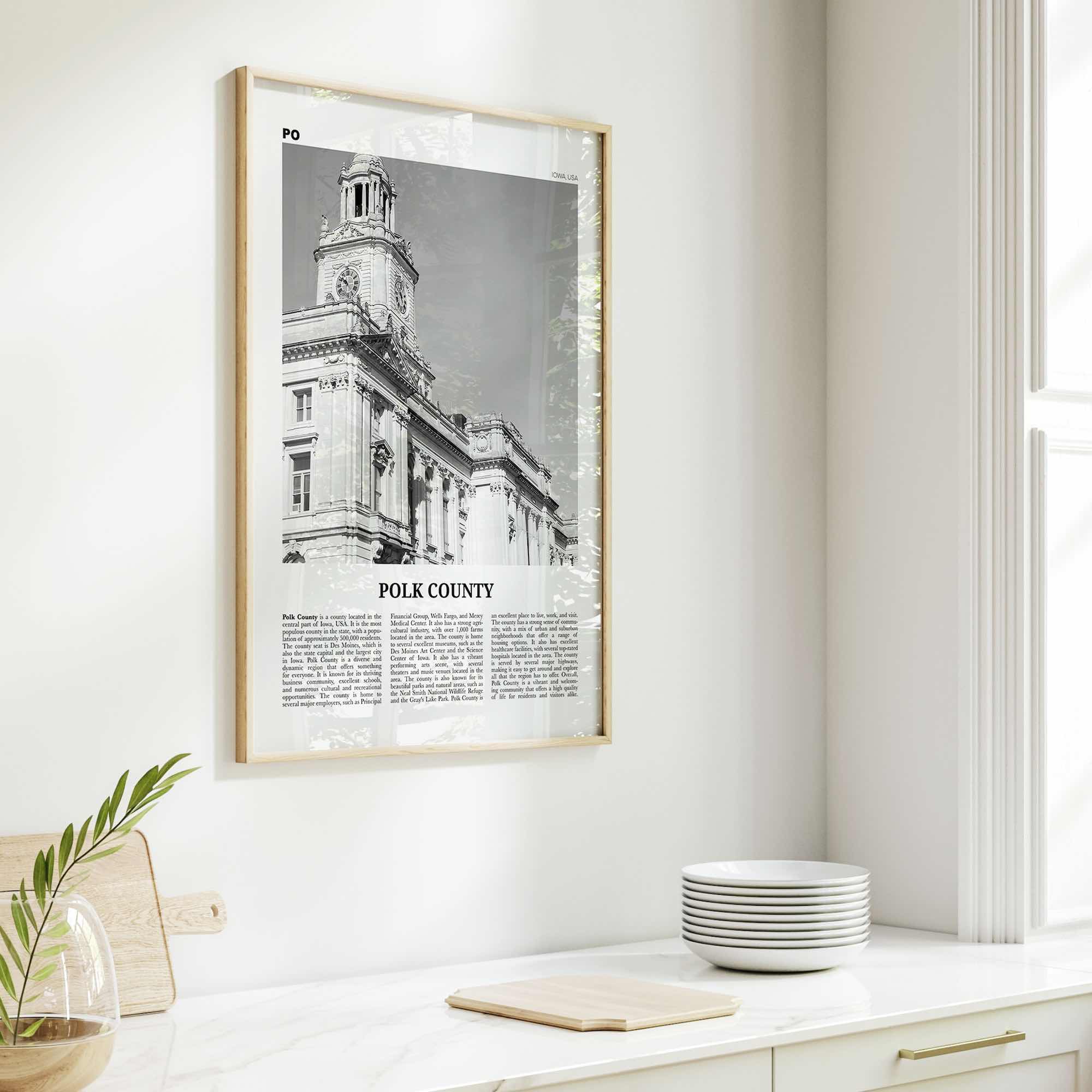 Polk County Print Black and White, Polk County Wall Art, Polk County Poster, Polk County Photo, Polk County Wall Décor, Polk County Map