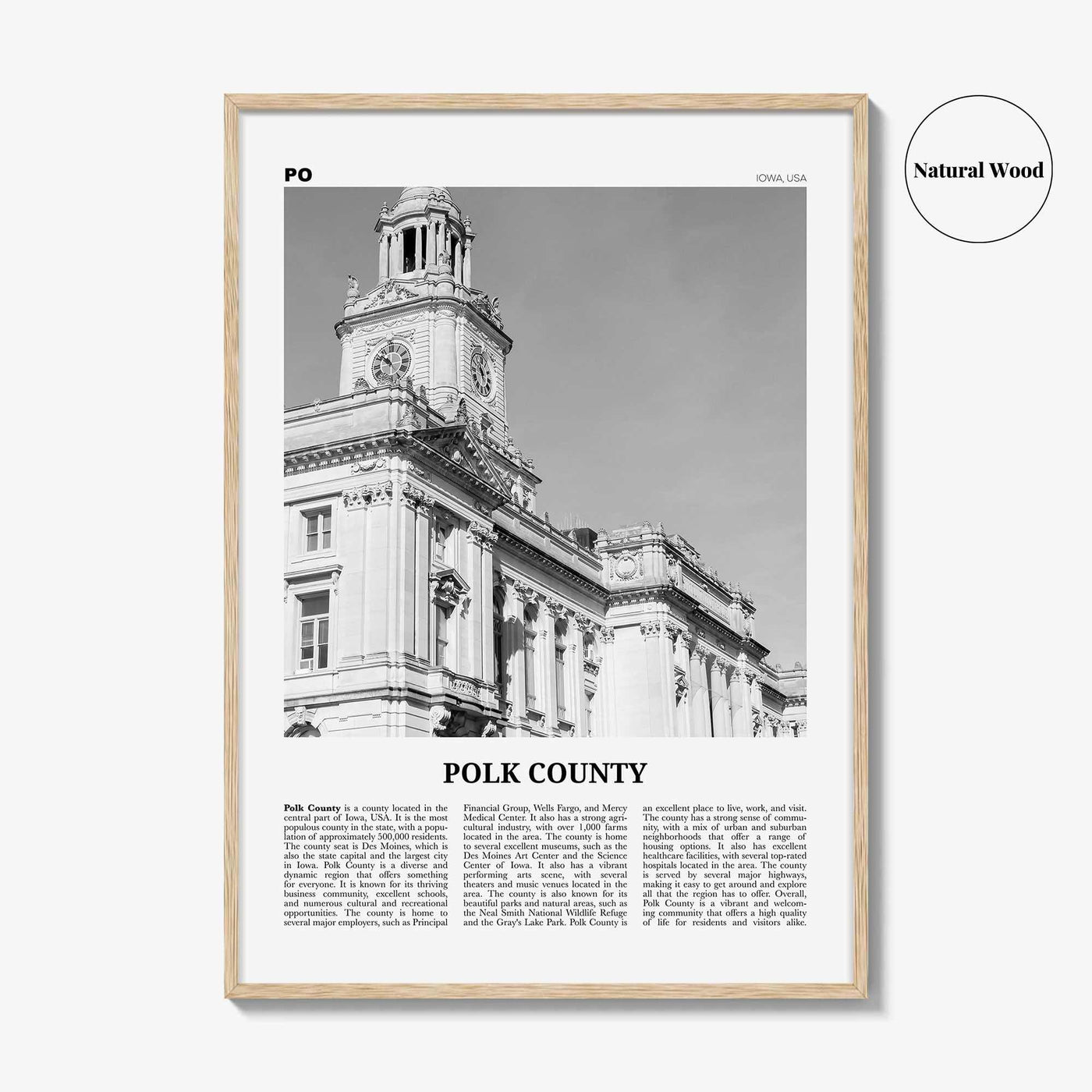 Polk County Print Black and White, Polk County Wall Art, Polk County Poster, Polk County Photo, Polk County Wall Décor, Polk County Map