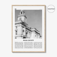 Polk County Print Black and White, Polk County Wall Art, Polk County Poster, Polk County Photo, Polk County Wall Décor, Polk County Map
