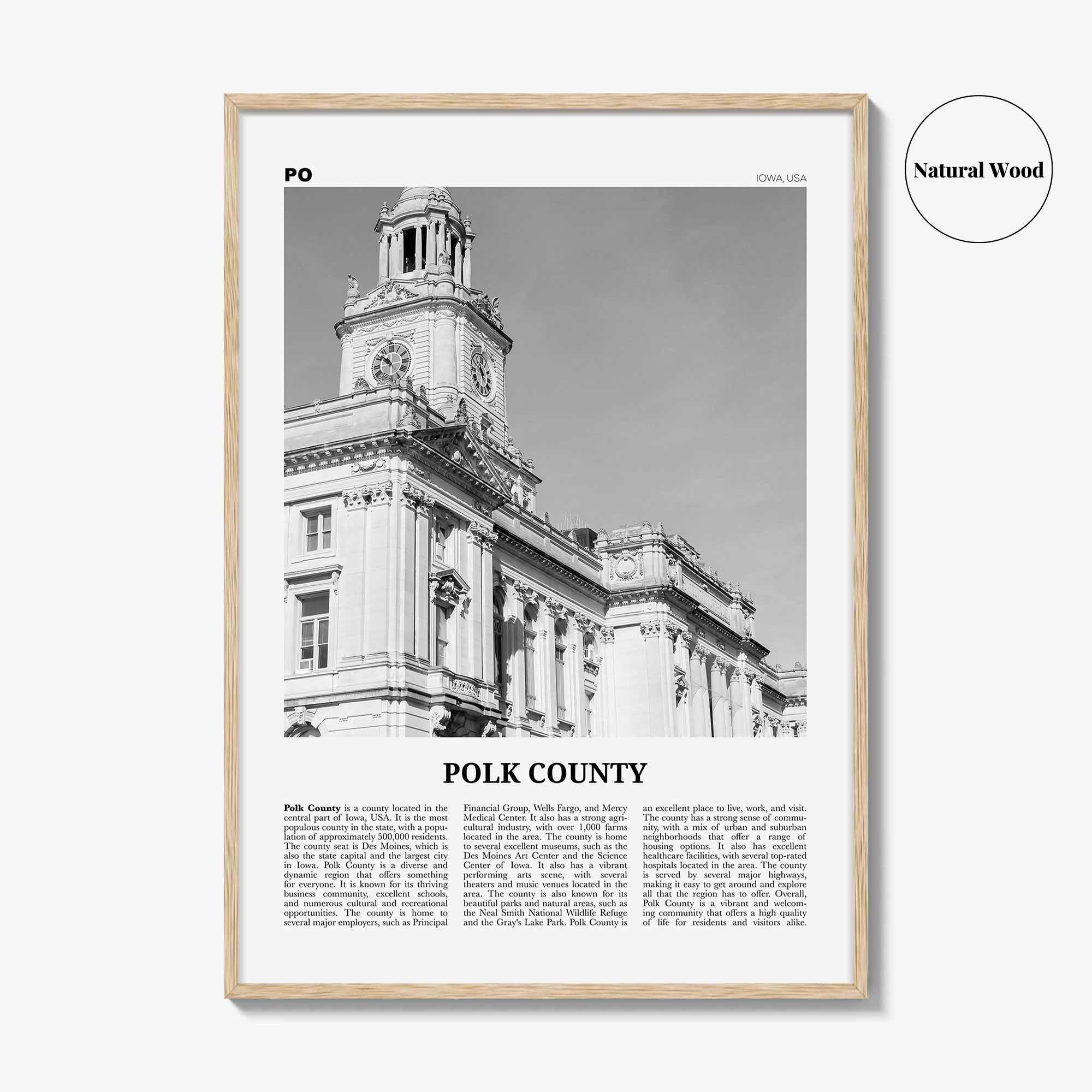 Polk County Print Black and White, Polk County Wall Art, Polk County Poster, Polk County Photo, Polk County Wall Décor, Polk County Map