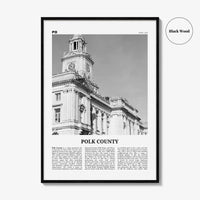 Polk County Print Black and White, Polk County Wall Art, Polk County Poster, Polk County Photo, Polk County Wall Décor, Polk County Map